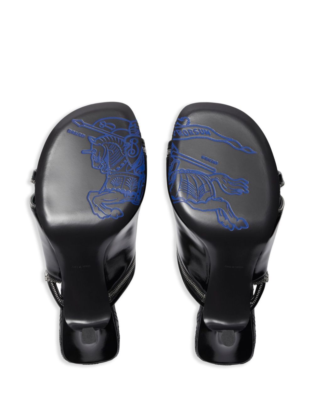 BURBERRY Leather Peep Toe Flat Sandals