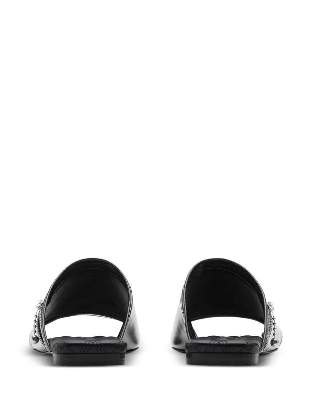 BURBERRY Leather Peep Sandals with Square Toe