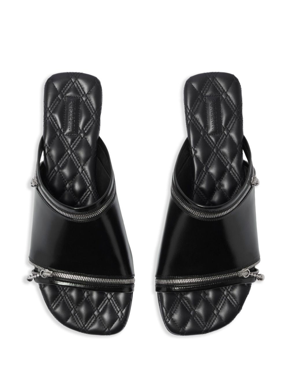 BURBERRY Leather Peep Sandals with Square Toe