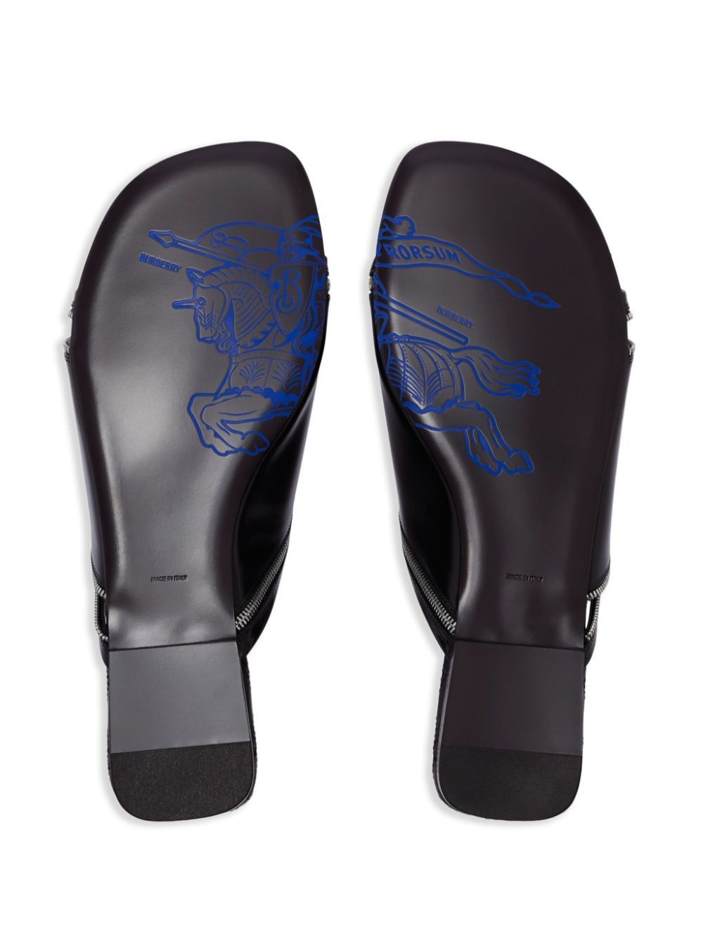 BURBERRY Leather Peep Sandals with Square Toe