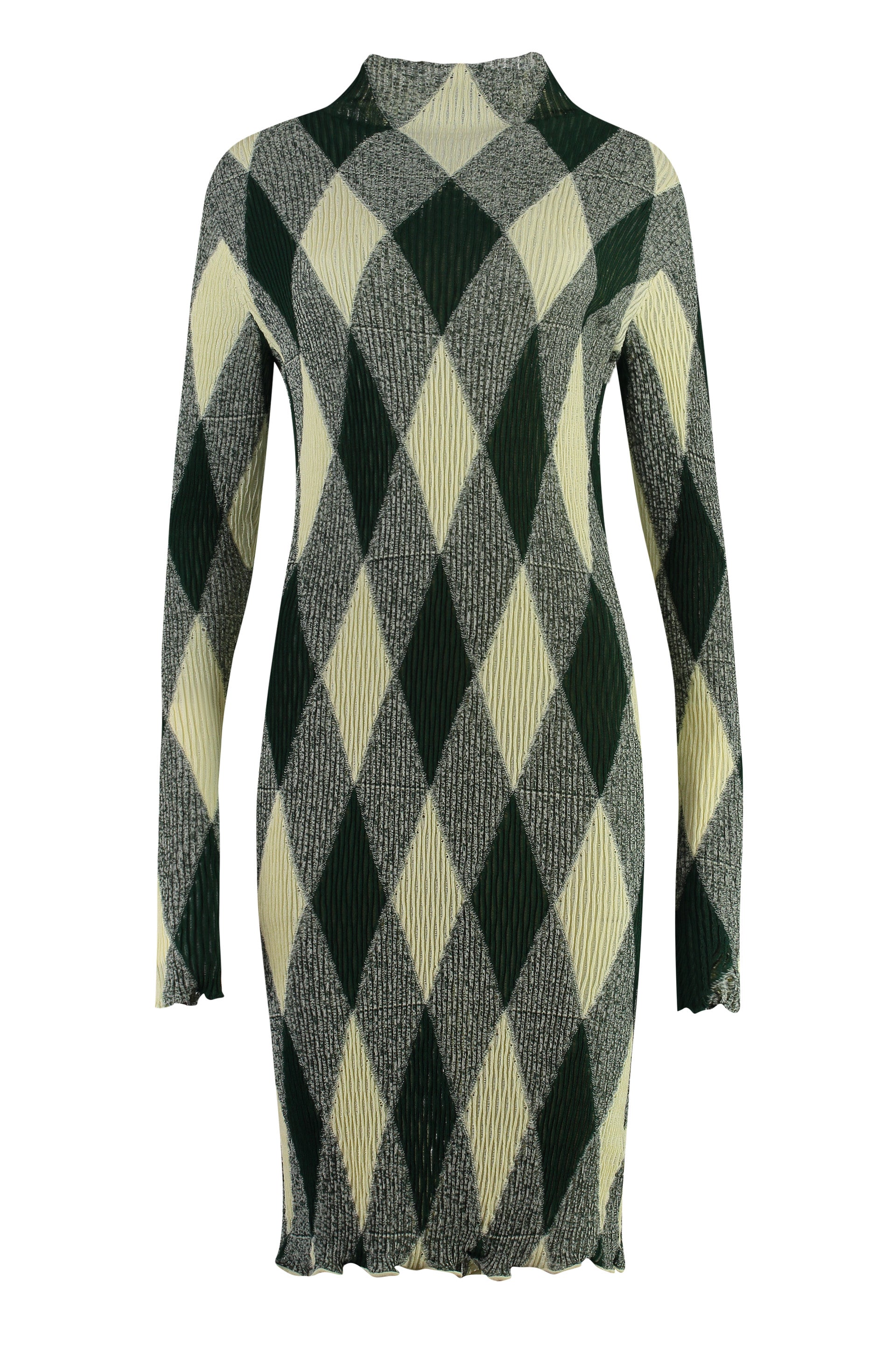 BURBERRY Cotton-Silk Blend Dress with Argyle Motif