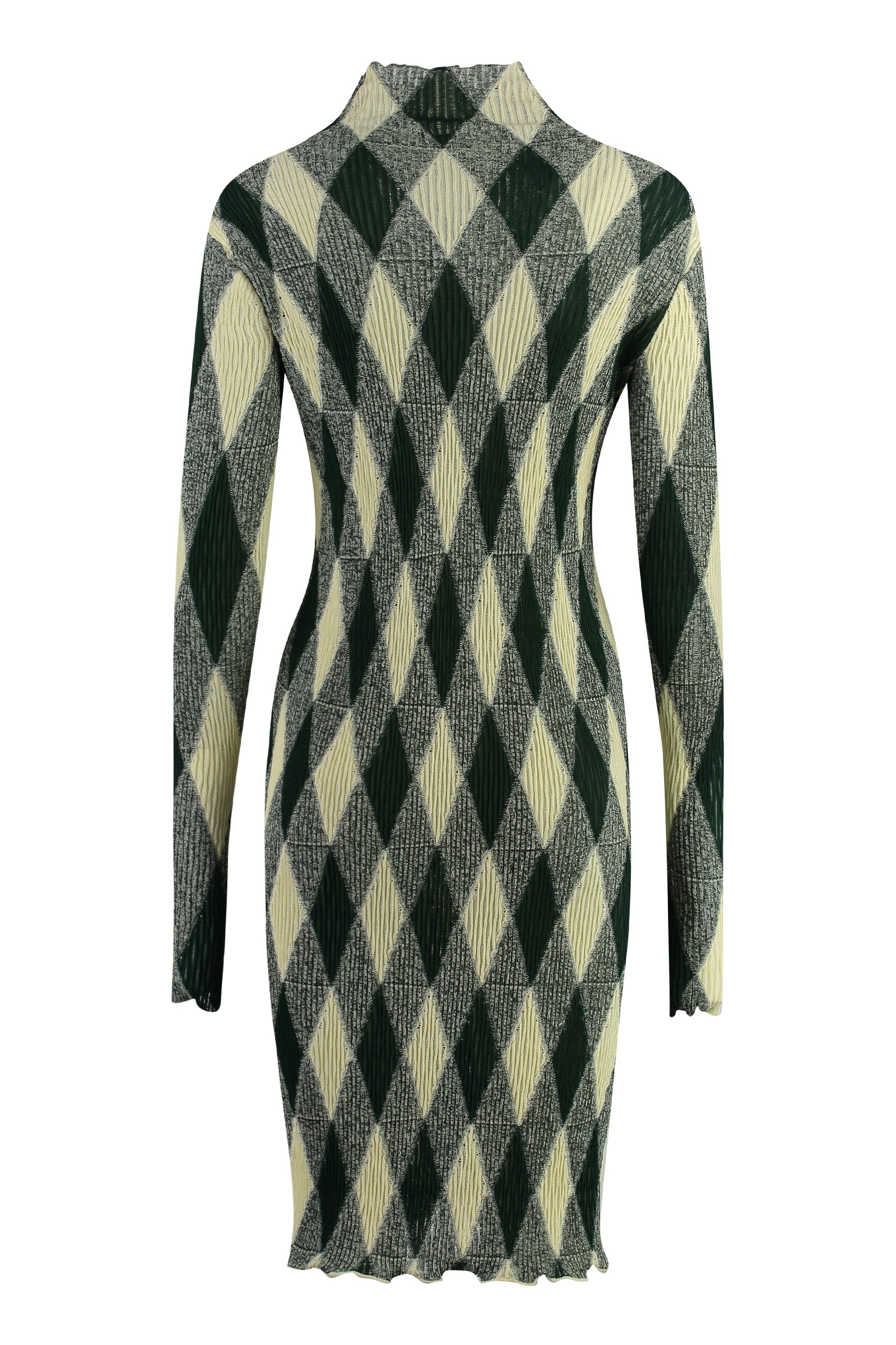 BURBERRY Cotton-Silk Blend Dress with Argyle Motif