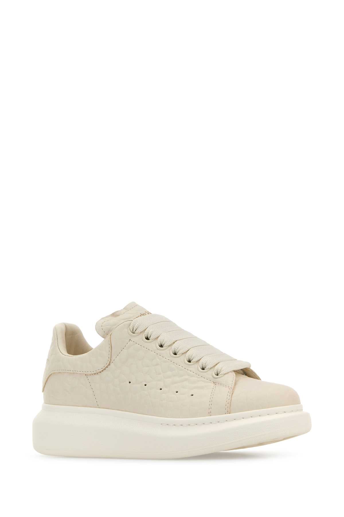 ALEXANDER MCQUEEN Ivory Leather Sneakers with Leather Heel