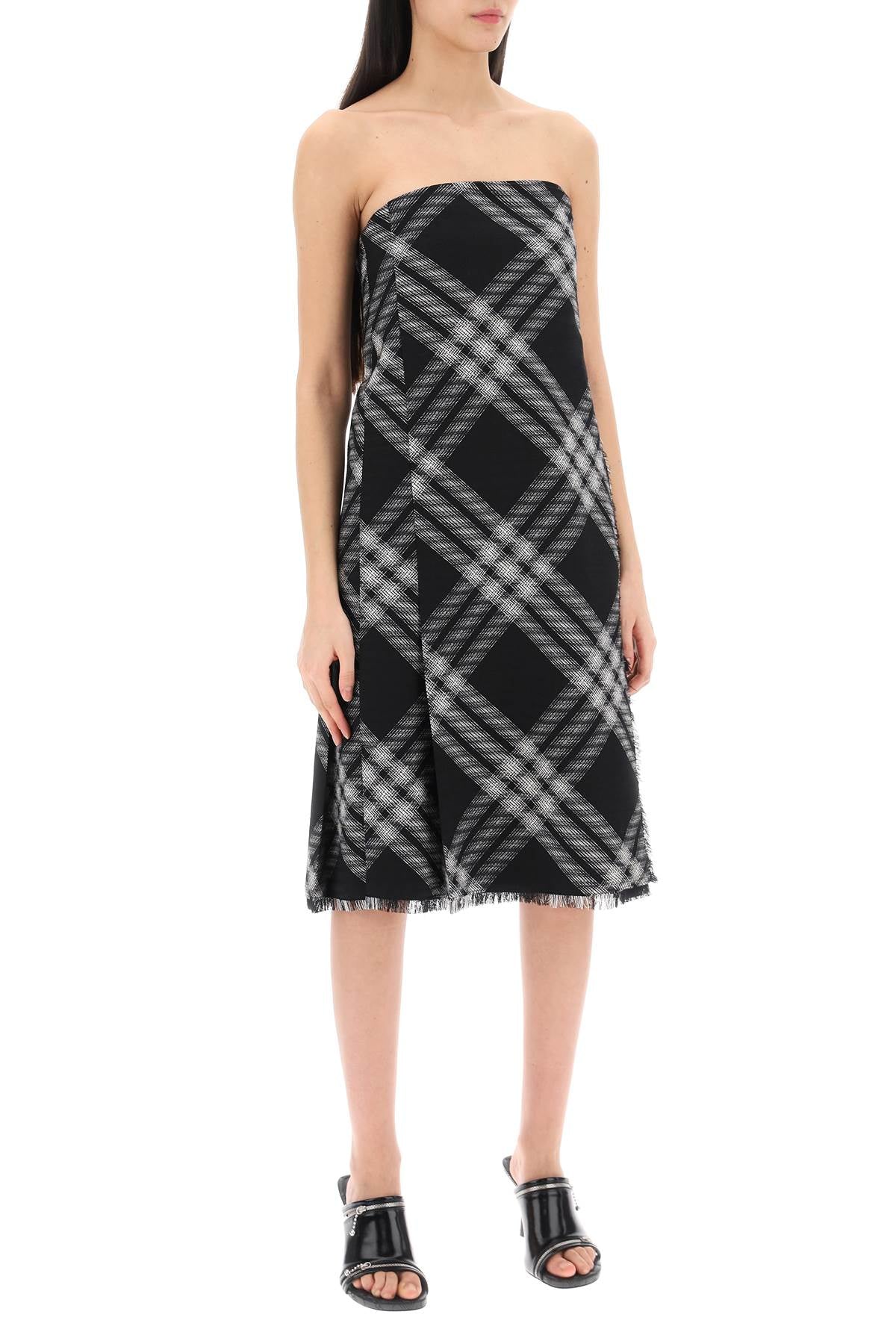 BURBERRY Checked Embroidered Wool Mini Dress for Women