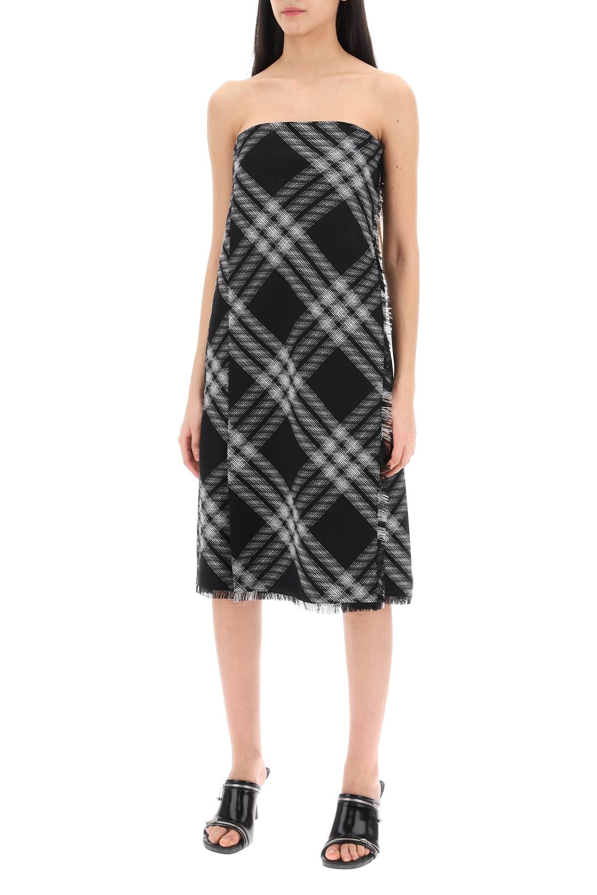 BURBERRY Checked Embroidered Wool Mini Dress for Women