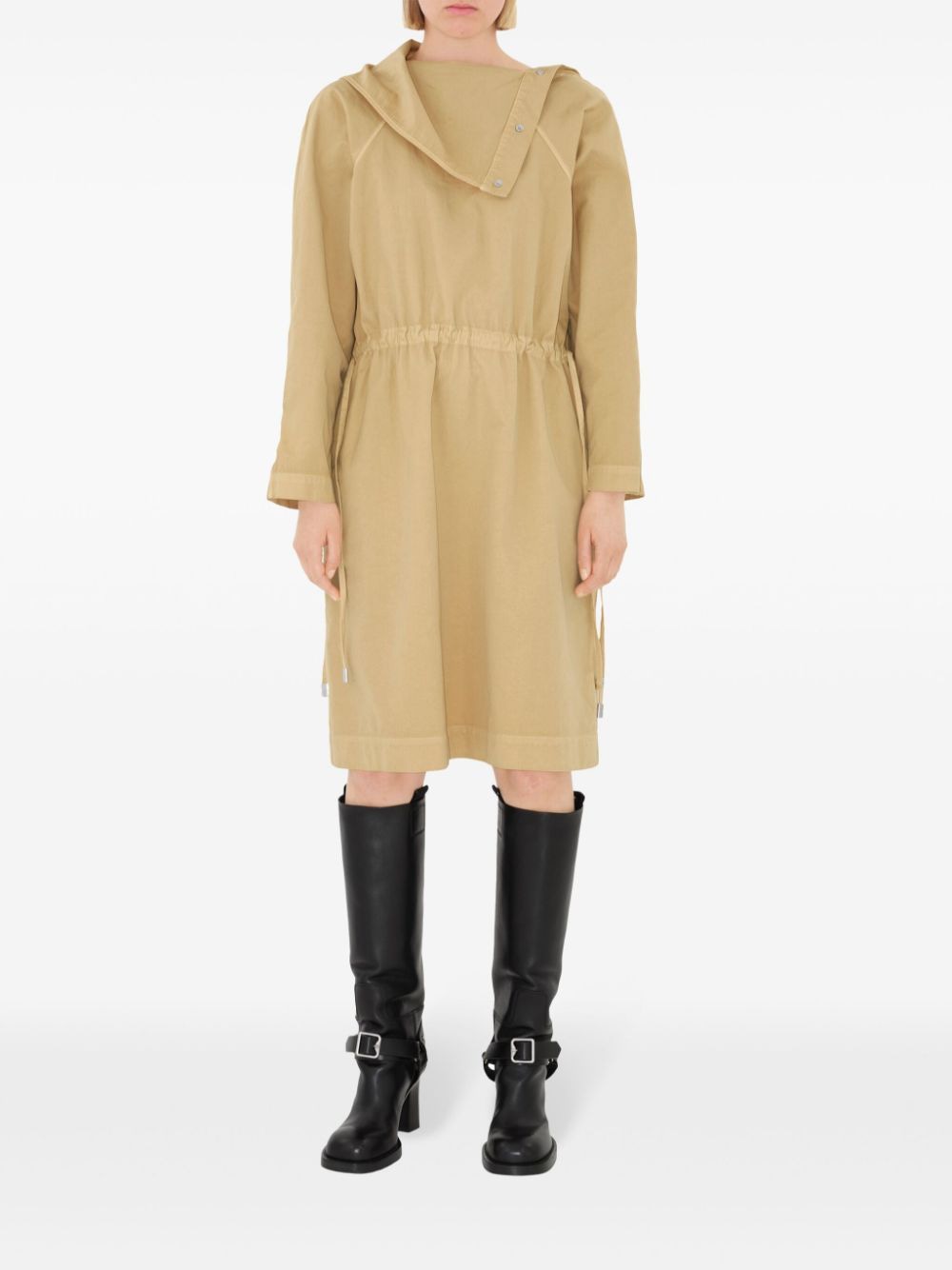 BURBERRY Oversized Wool-Silk Dress with Drawstring Waist - SS24