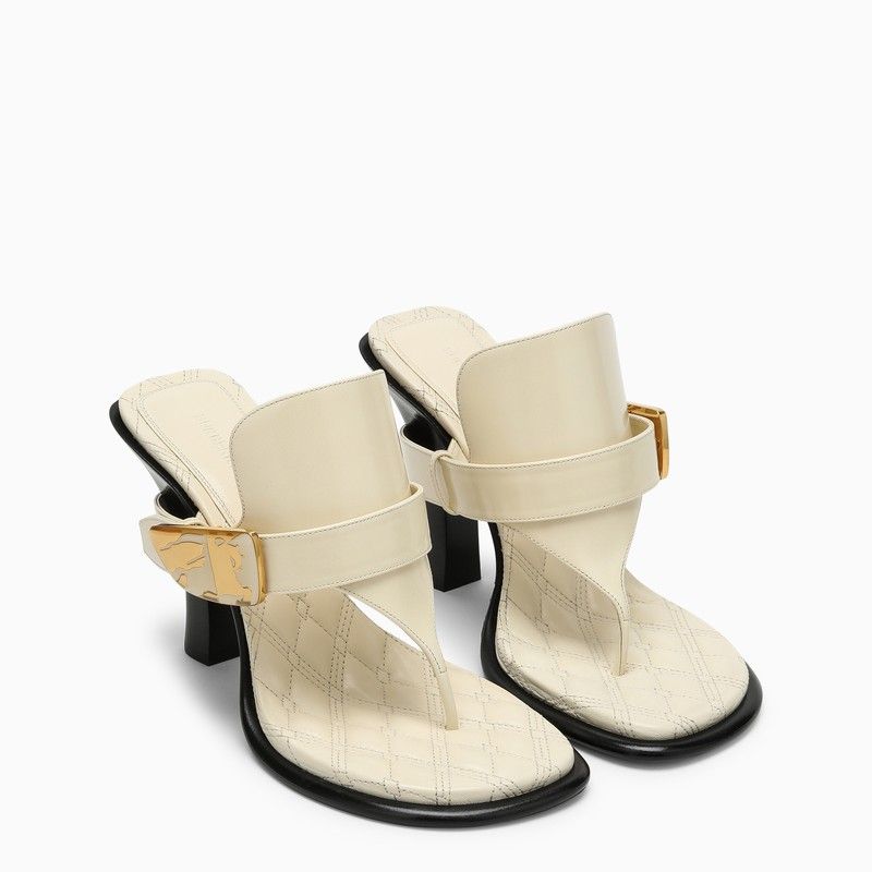 BURBERRY Leather Heeled Thong Sandals