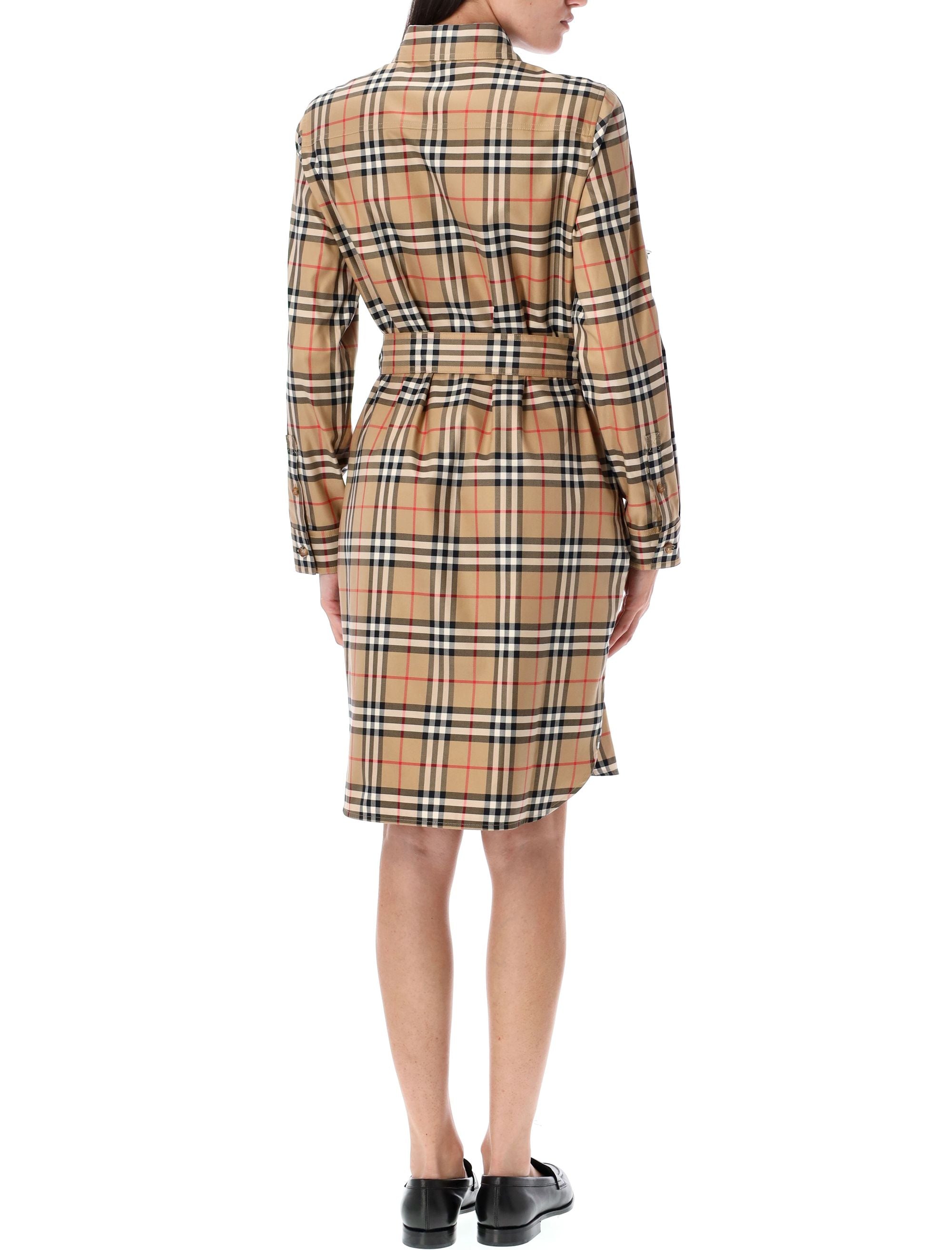 BURBERRY Check Cotton Shirt Dress - Size 8