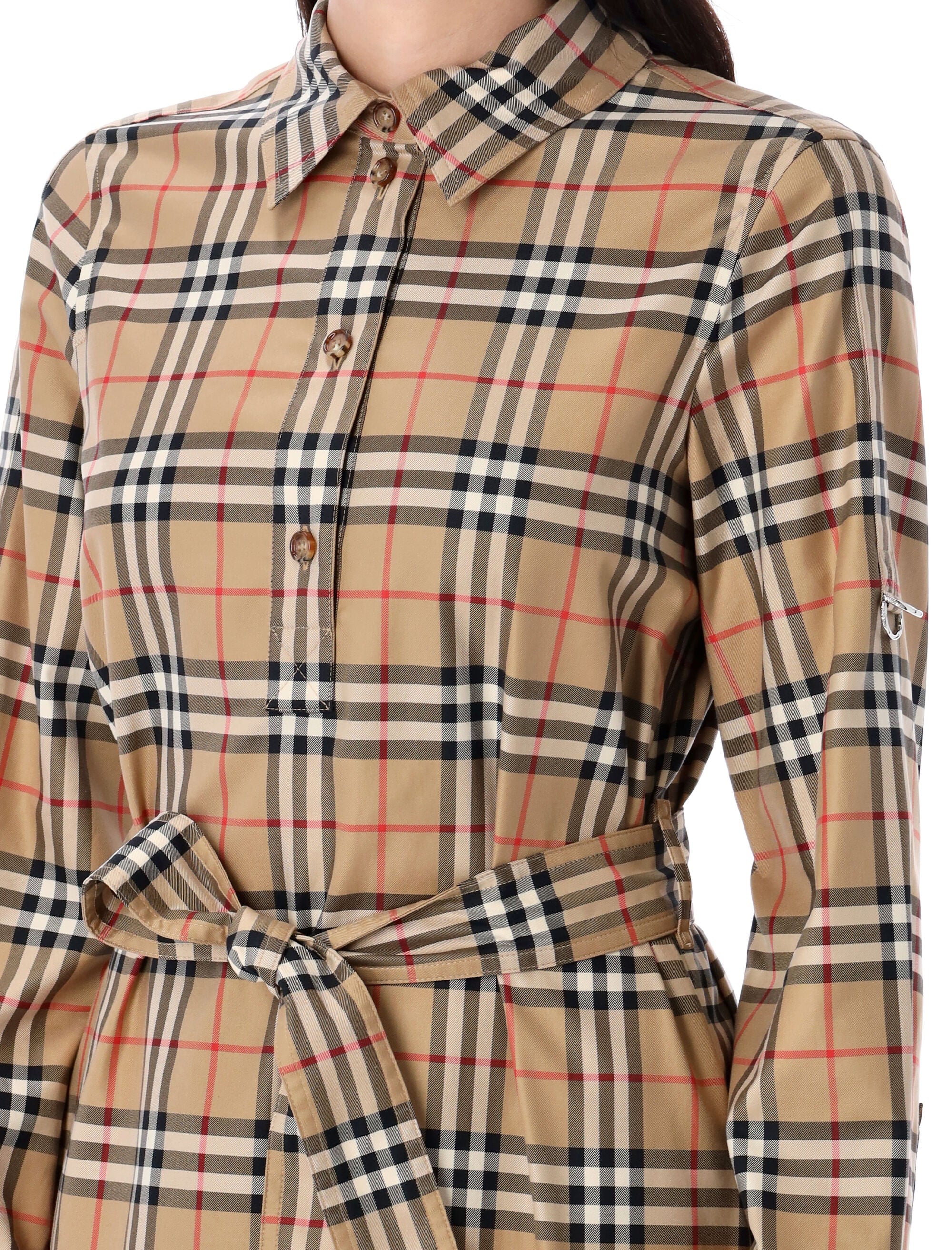 BURBERRY Check Cotton Shirt Dress - Size 8