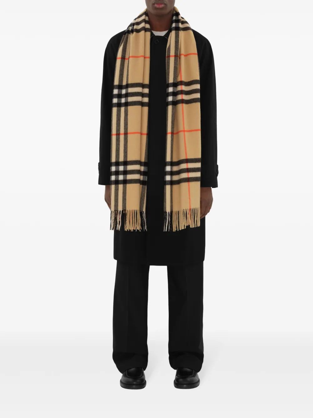 BURBERRY Cashmere Scarf with Check Motif - 200X52 CM