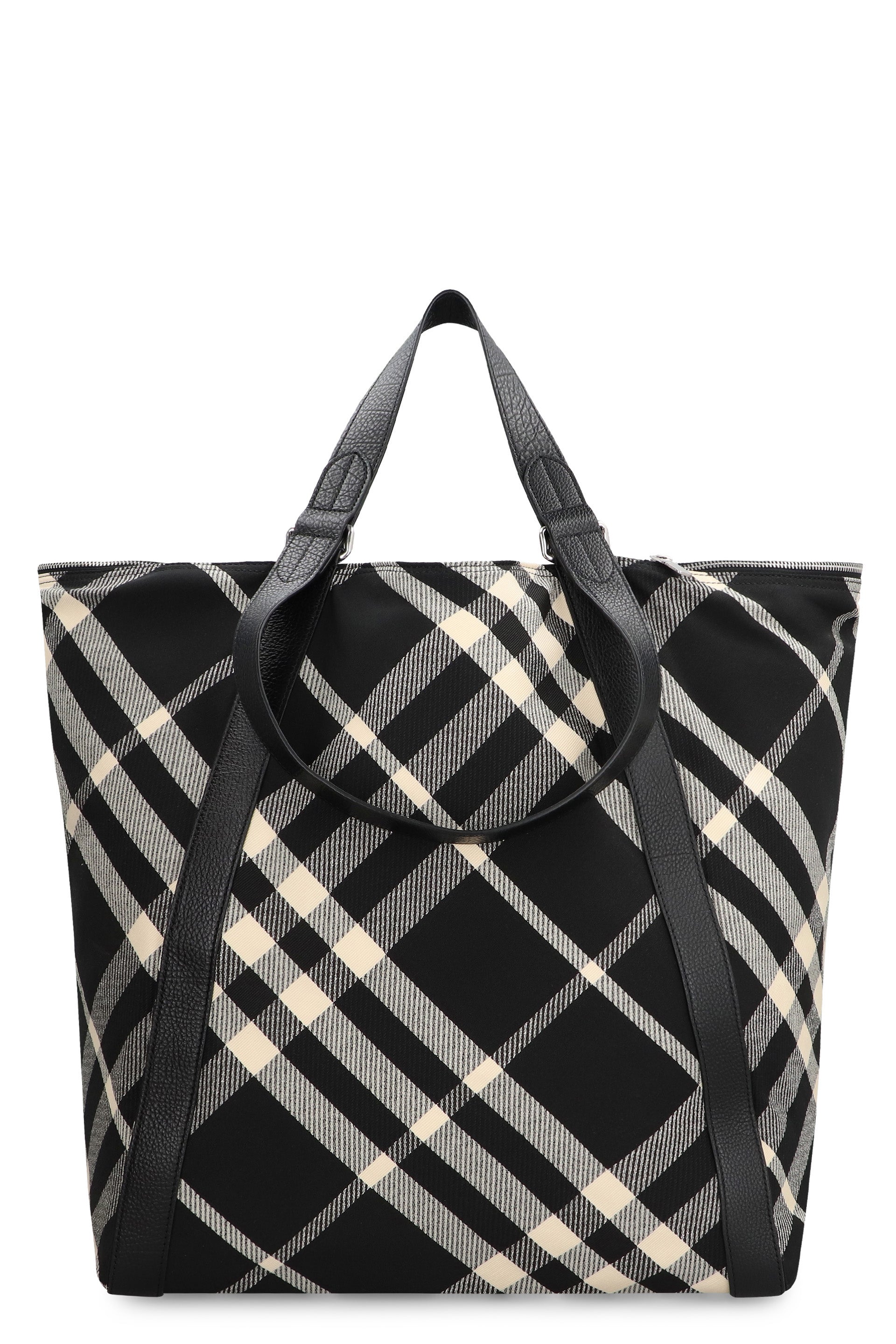 BURBERRY Tartan Motif Fabric Tote Handbag - 37cm x 43cm x 24cm