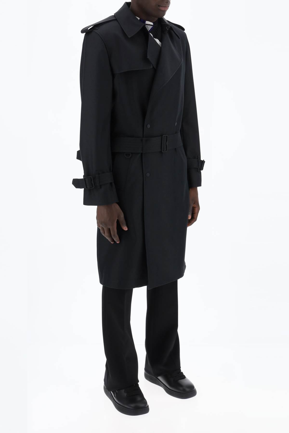 BURBERRY Long Trench Jacket in Silk Blend - Regular Fit