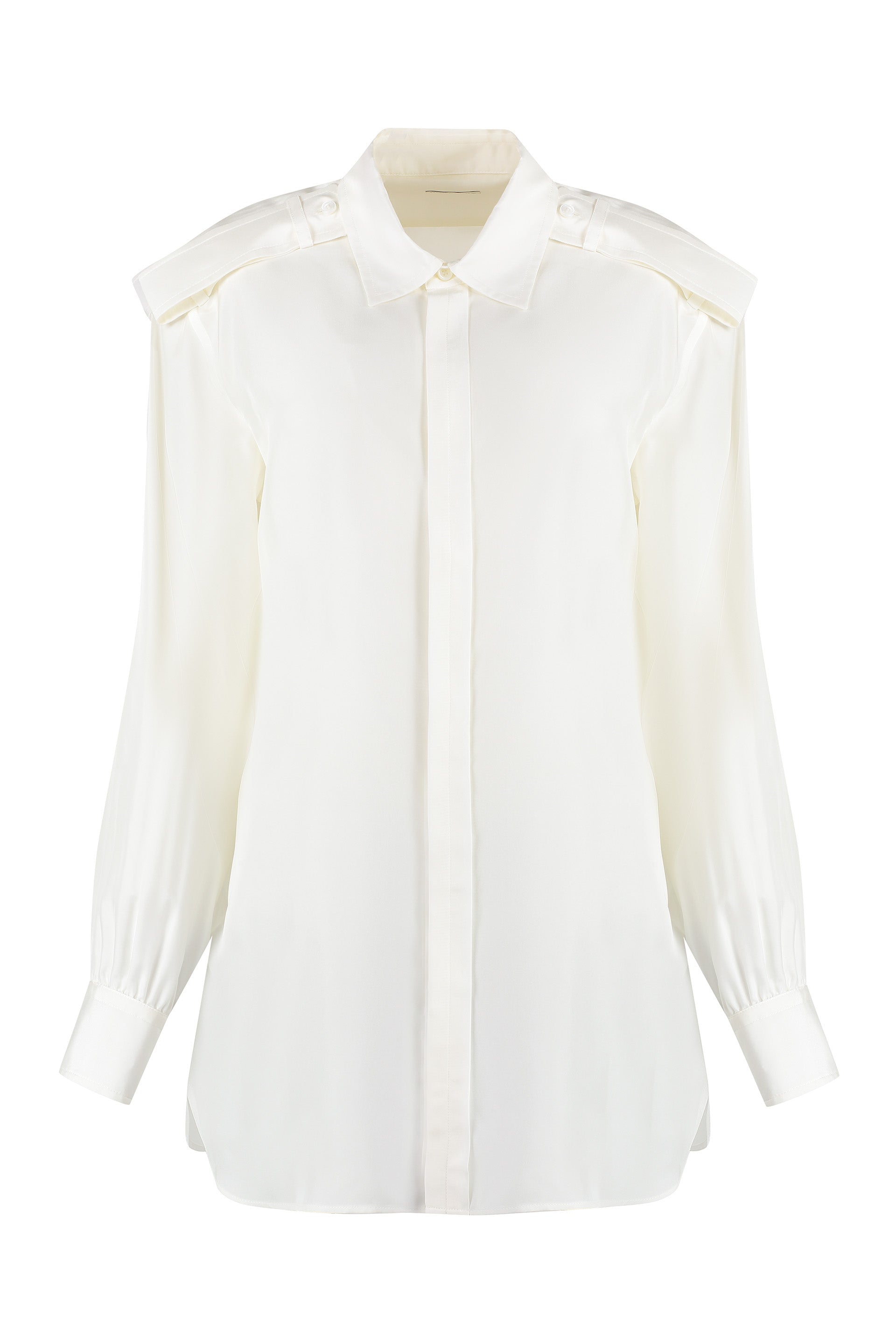 BURBERRY Silk Shirt with Buttoned Tab Detail