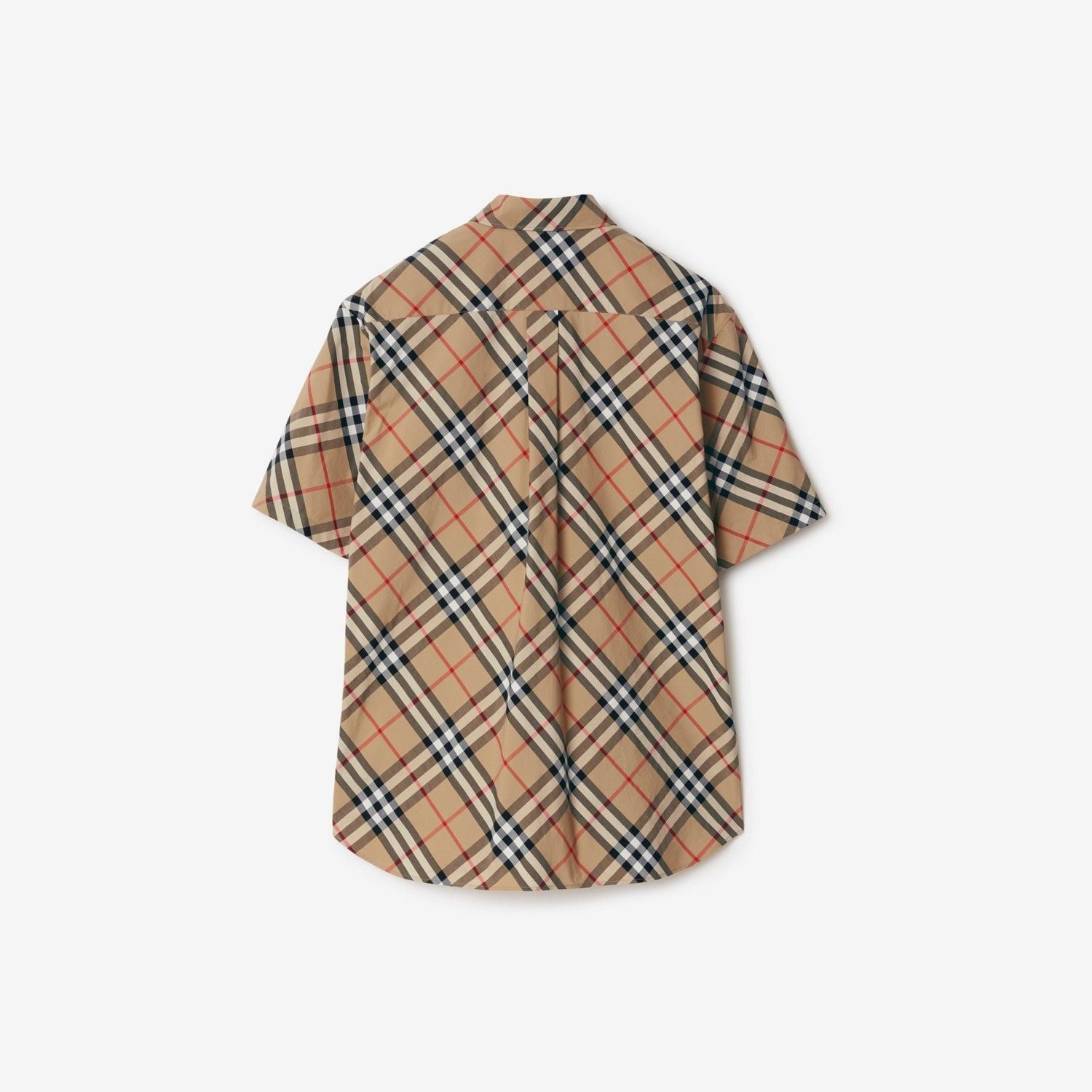 BURBERRY Checkered Design Cotton Shirt with Rounded Hem for Men