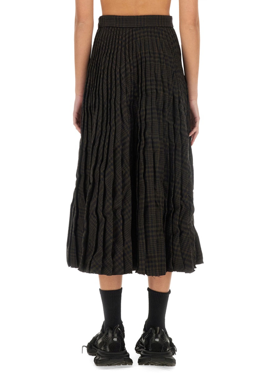 BALENCIAGA Pleated Wool Skirt (Size 40 IT)