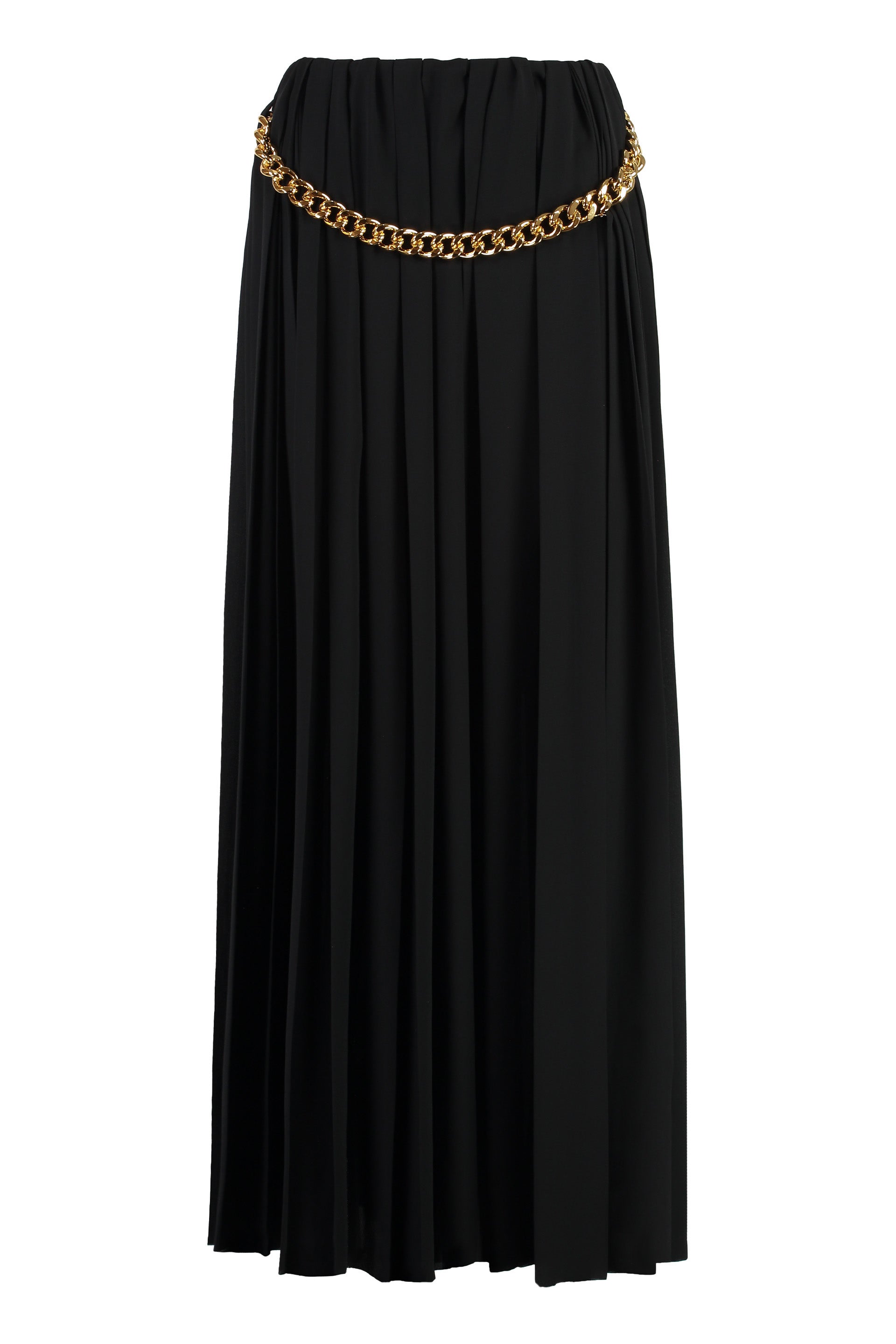 BALENCIAGA High-Waisted Pleated Skirt with Chunky Chain - Ankle Length