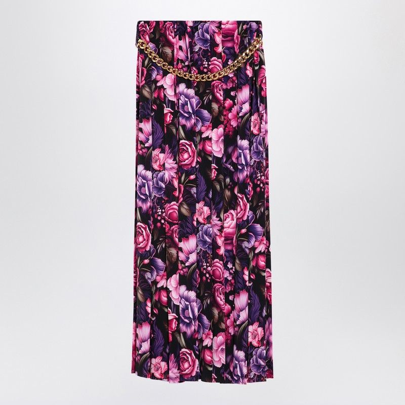 BALENCIAGA Long Pleated Floral Skirt