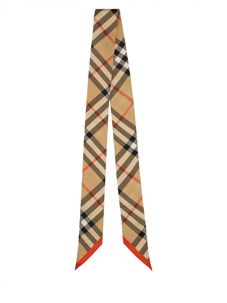 BURBERRY Check Silk Foulard with Pointed Tip
