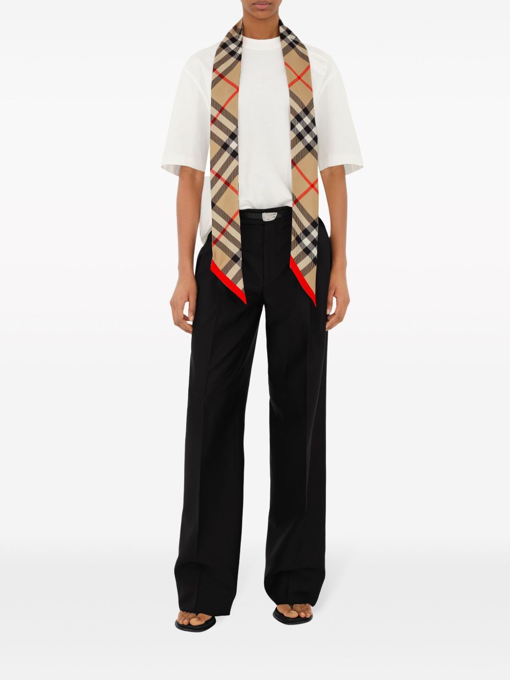 BURBERRY Check Silk Foulard with Pointed Tip
