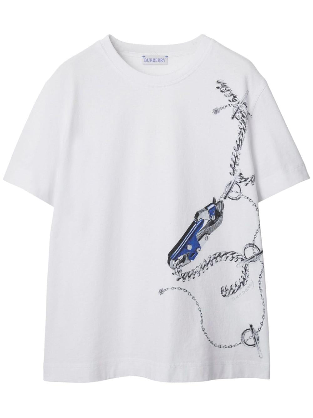 BURBERRY Women's 100% Cotton Mini T-Shirt - Knight IP Pattern
