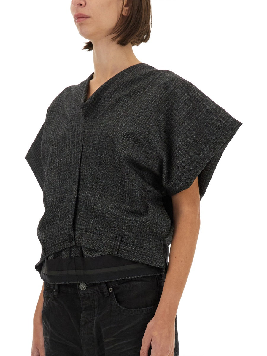 BALENCIAGA Tailored Wool Top - Regular Fit (Size 38)