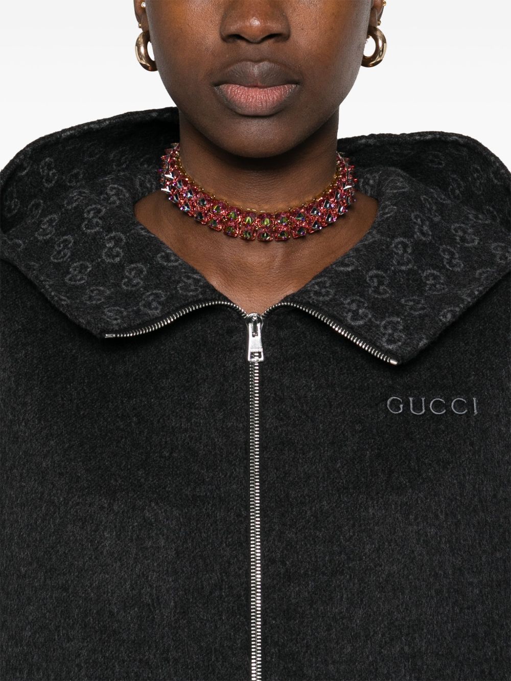 GUCCI Wool and Silk Blend Caban with Classic Hood for Women