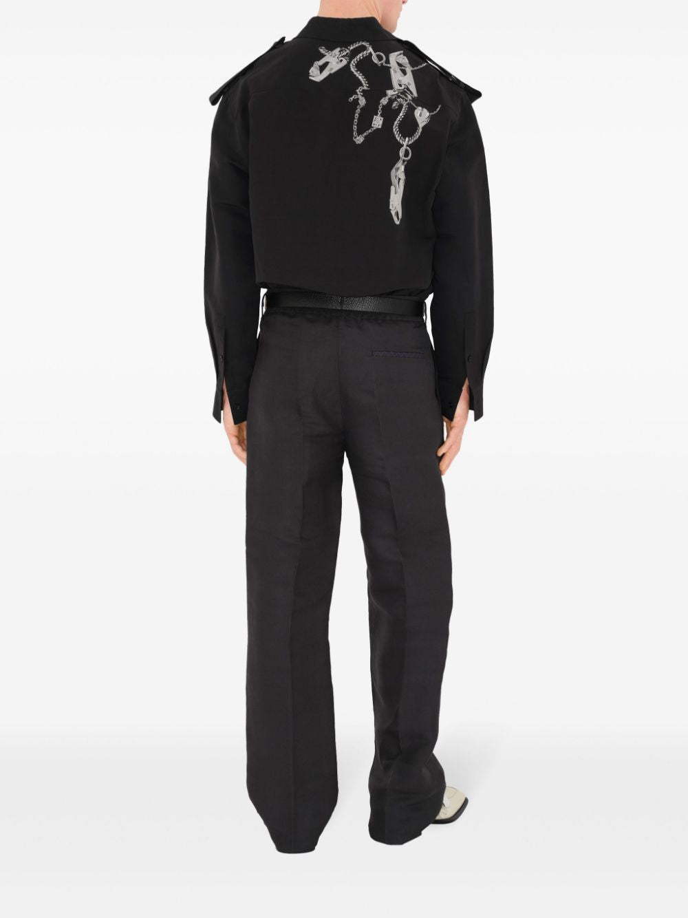 BURBERRY Wool Trousers with Iconic Chain and Buckle Design - Men