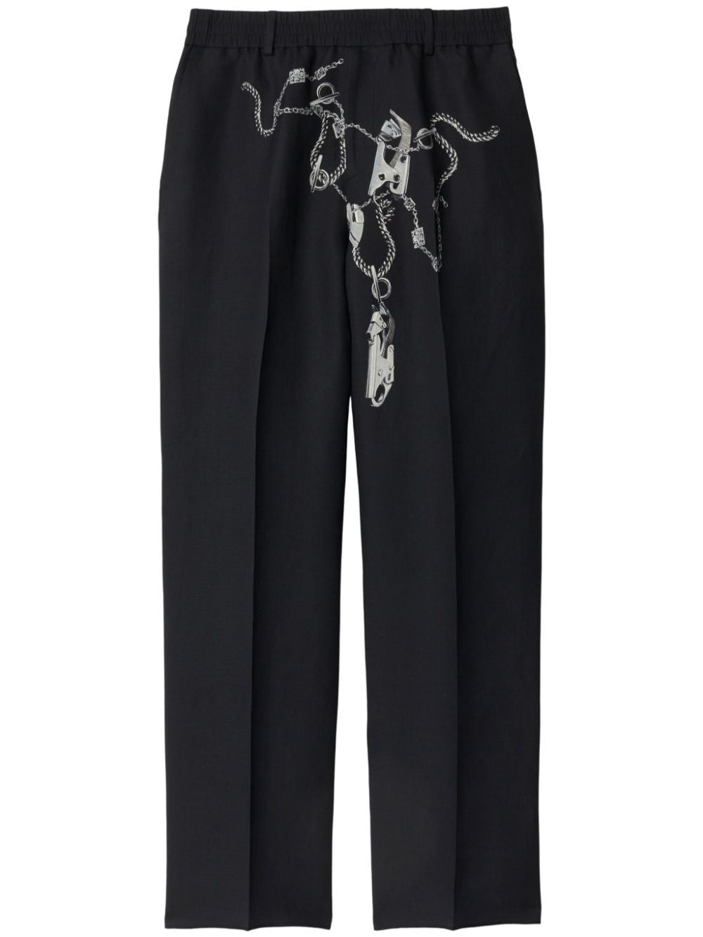 BURBERRY Wool Trousers with Iconic Chain and Buckle Design - Men