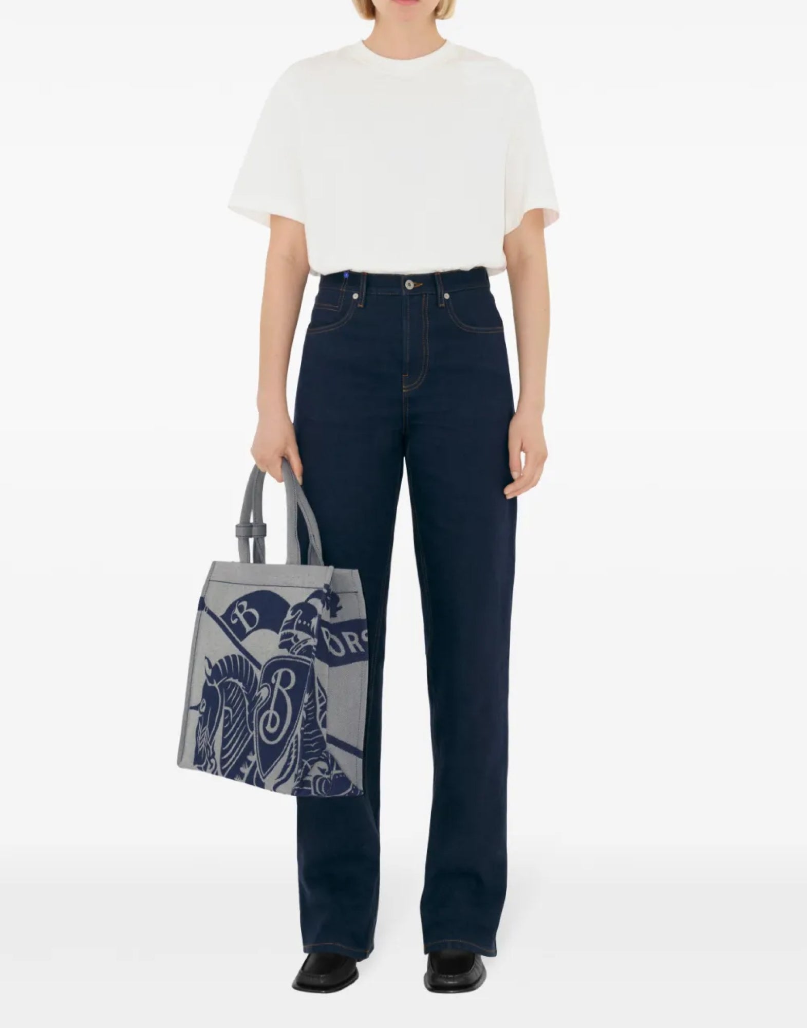 BURBERRY Knight Logo Tote Handbag - 38x37x13 cm