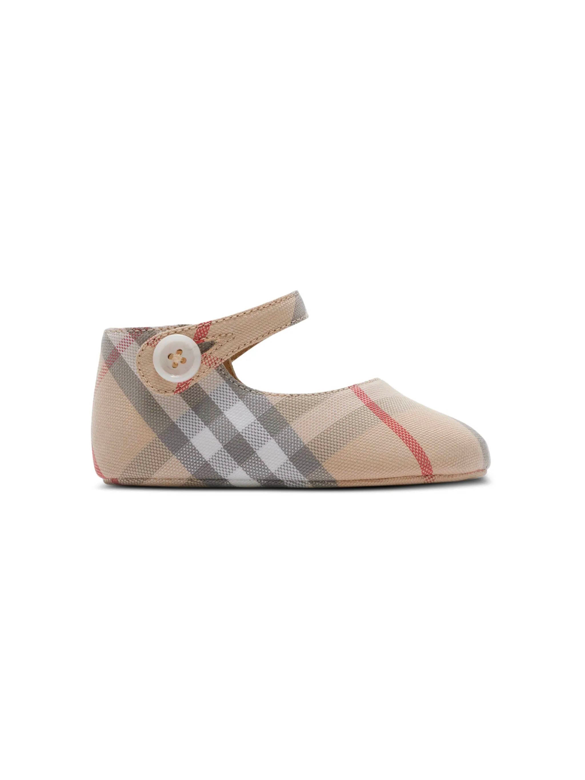 BURBERRY KIDS Kids Check Cotton Mary Jane Flats