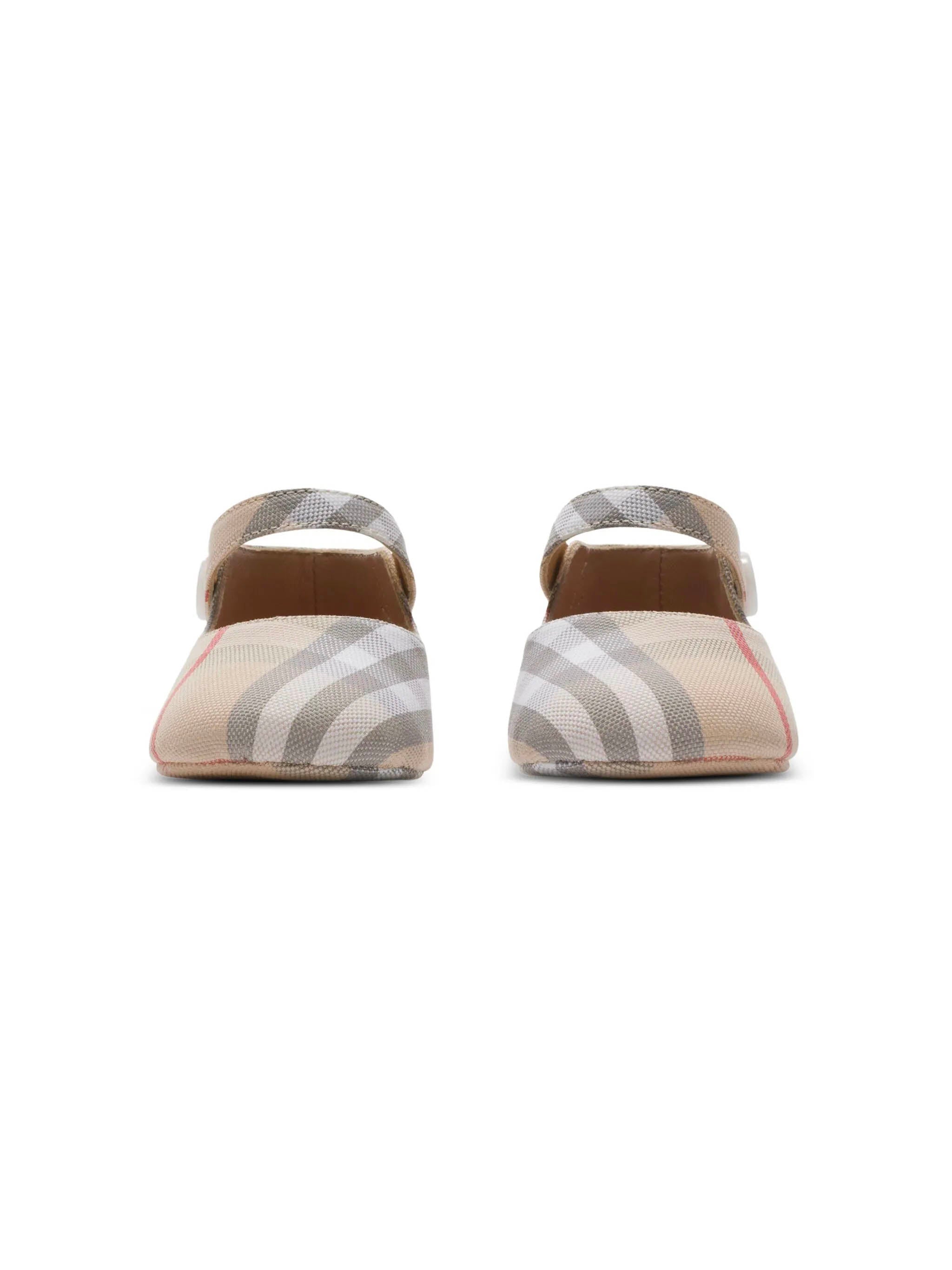 BURBERRY KIDS Kids Check Cotton Mary Jane Flats