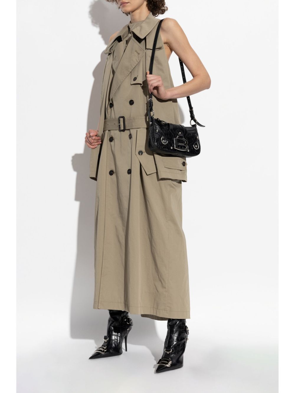 BALENCIAGA Cappuccino Cotton Trench Suspended Mini Dress