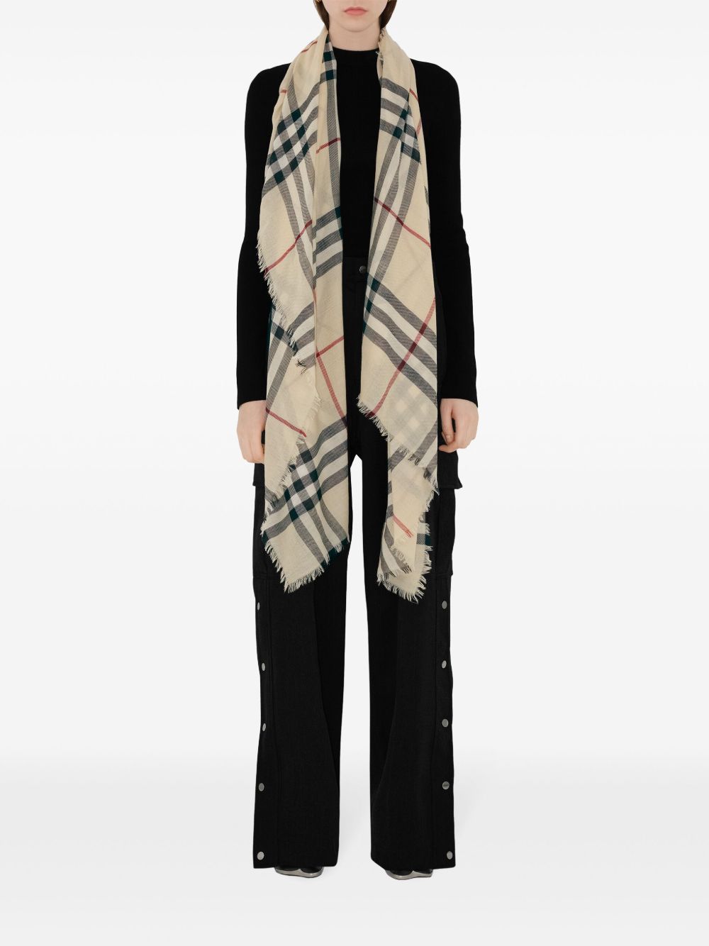 BURBERRY Giant Check Wool Scarf - Long Length for Women