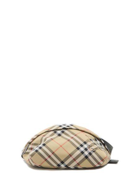 BURBERRY Mini Embroidered Check Fabric Belt Handbag