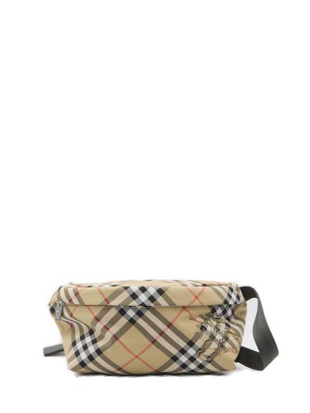 BURBERRY Mini Embroidered Check Fabric Belt Handbag