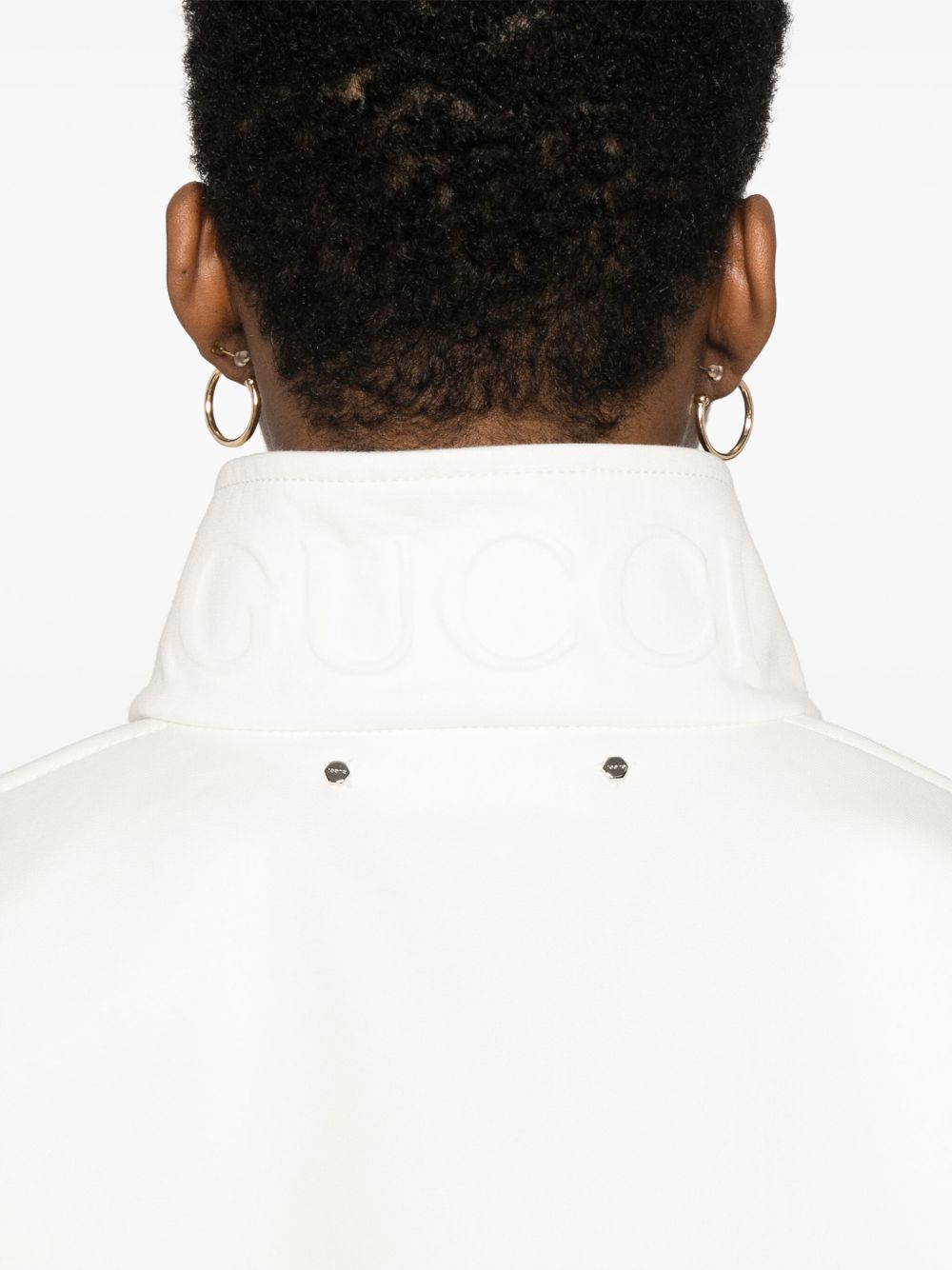 GUCCI Concealed Front Zip Jacket with Decorative Waist Tabs