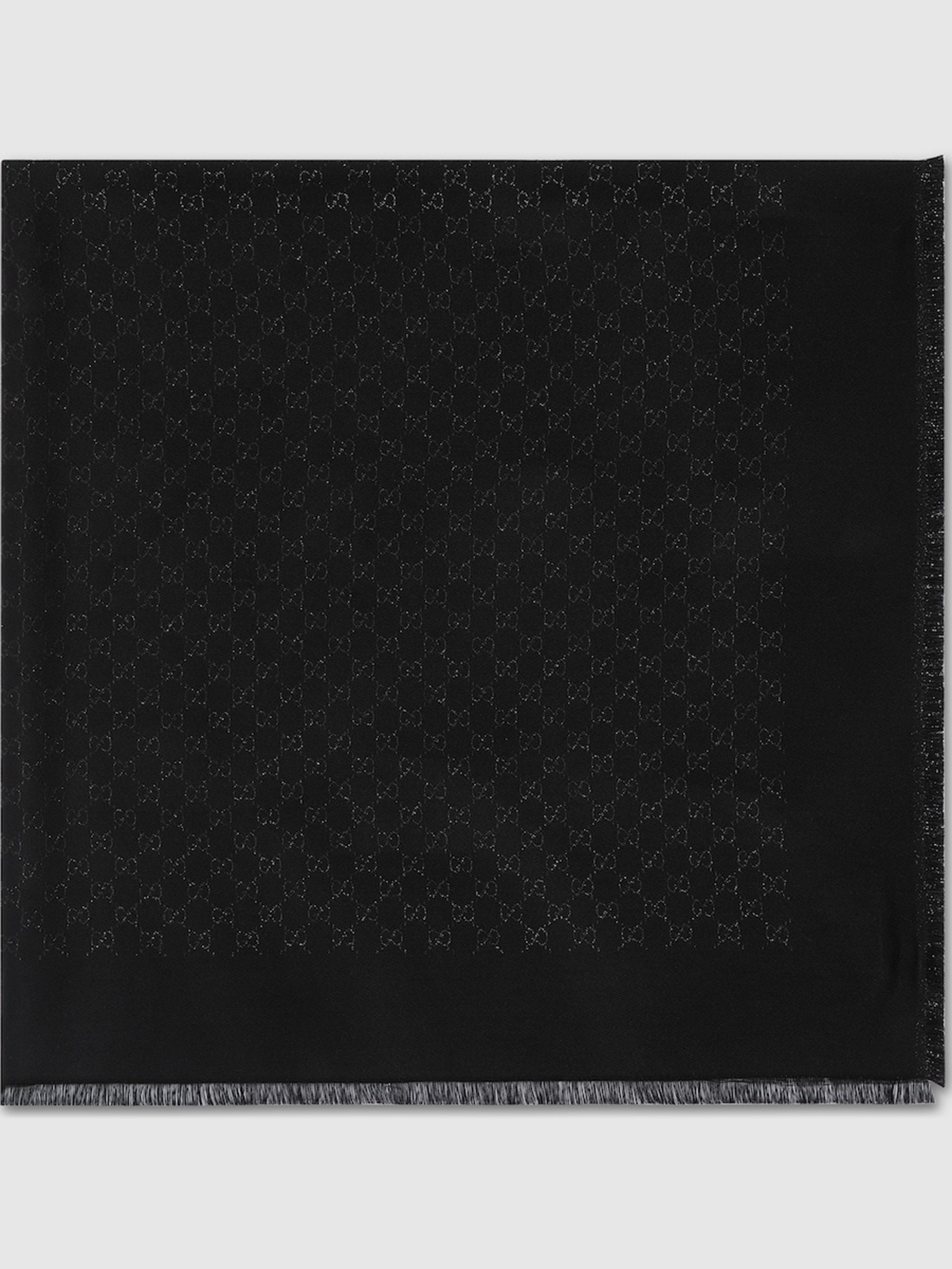 GUCCI Luxe Wool and Silk Scarf with GG Jacquard - 125 cm x 125 cm