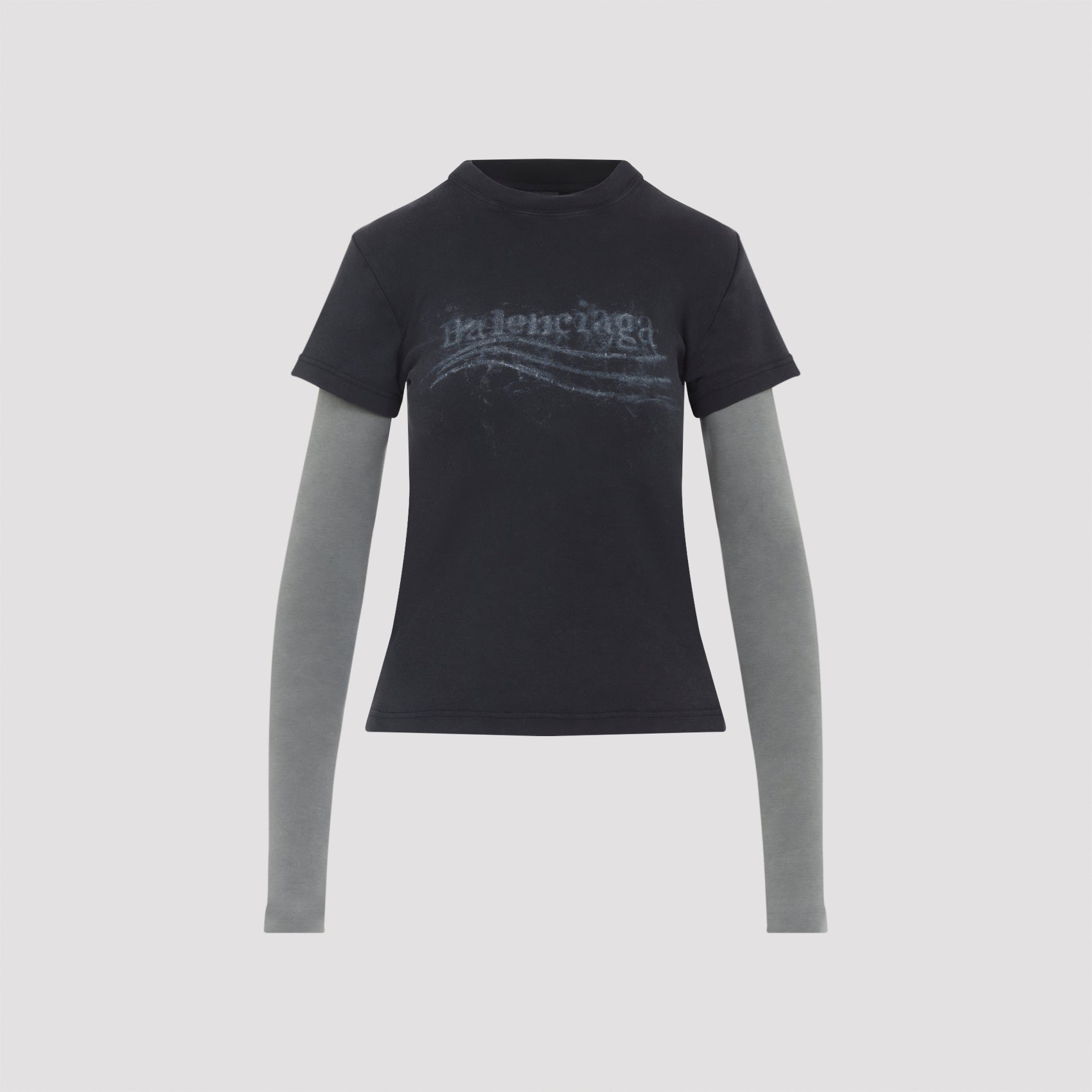 BALENCIAGA Washed Mini T-Shirt with Double Sleeves – Political Statement
