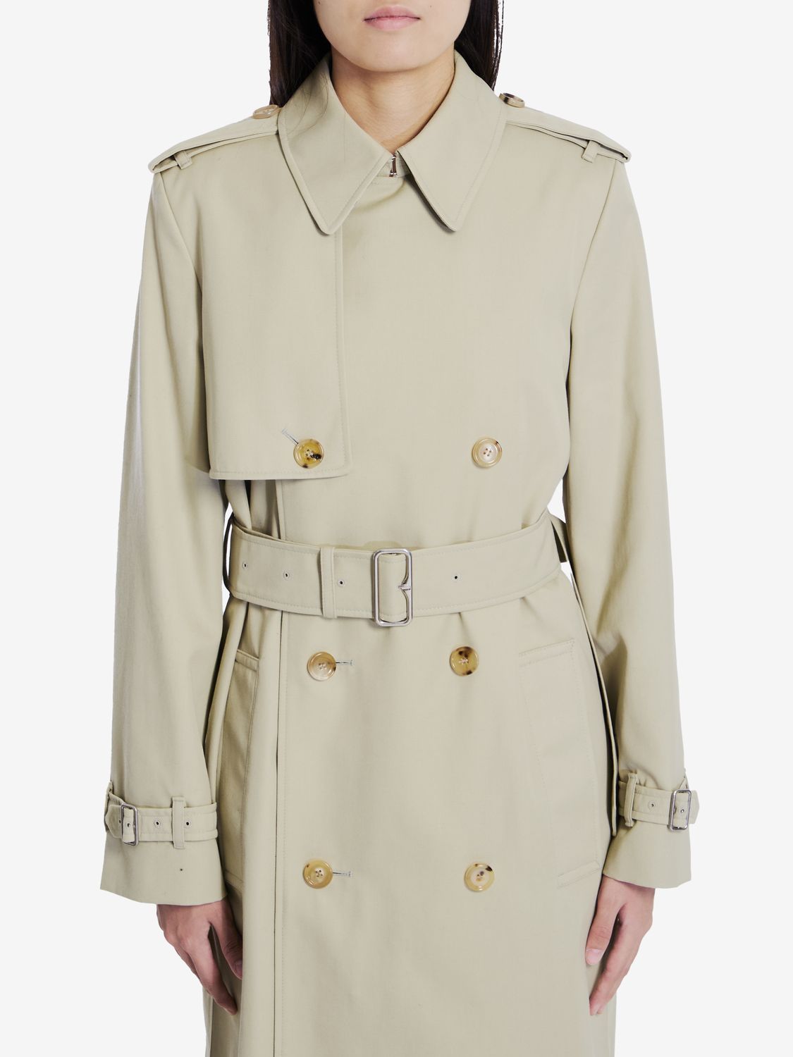 BURBERRY Cotton Gabardine Weave Epaulette Coat