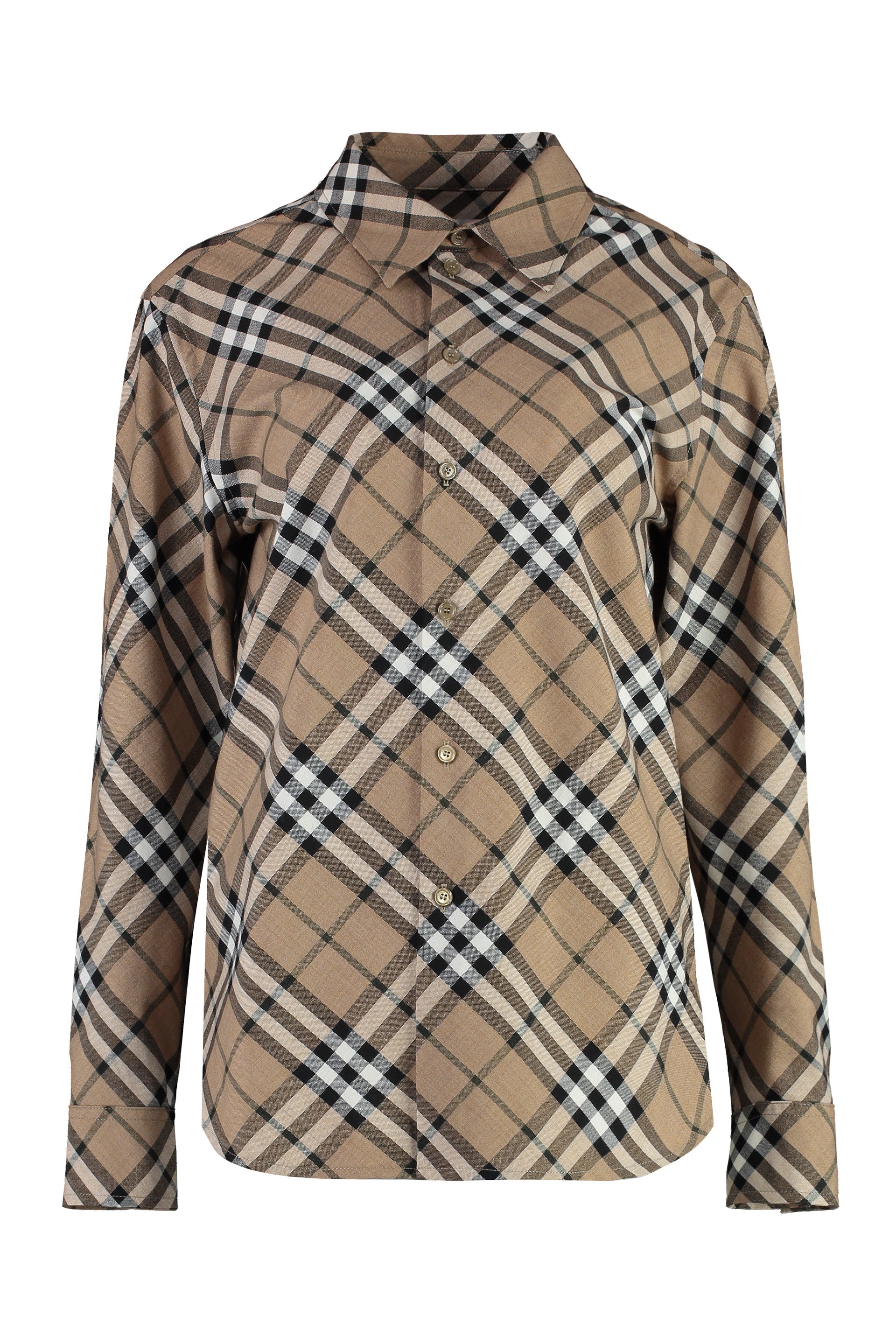BURBERRY Classic Check Pattern Wool Blend Shirt