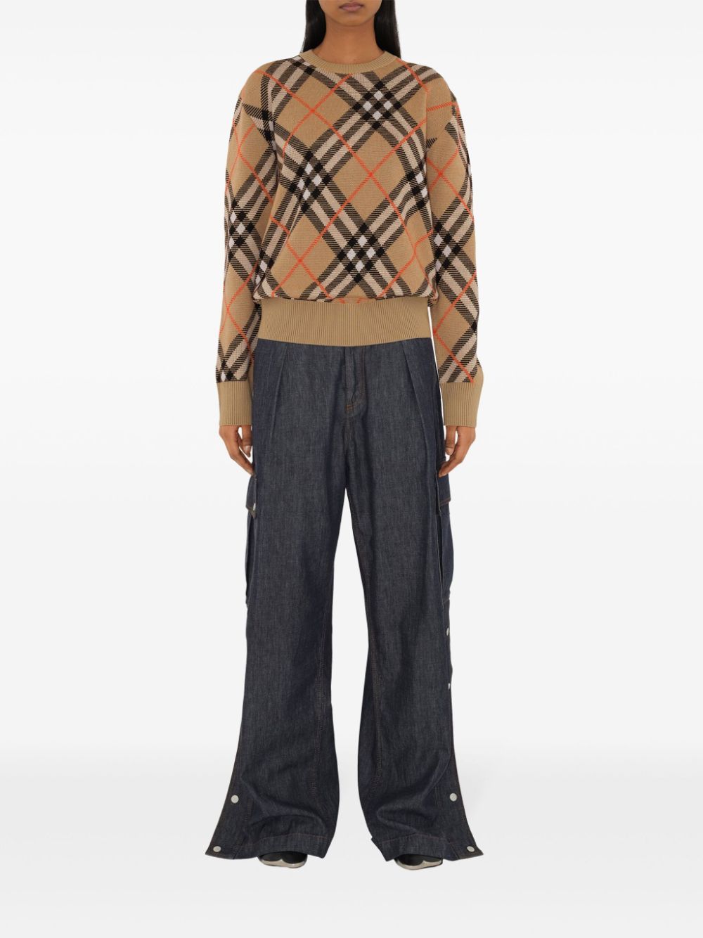 BURBERRY Checkered Design Roundneck Sweater for Women