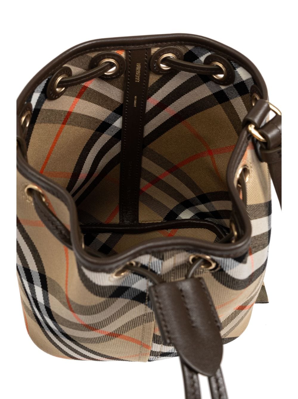 BURBERRY Mini Check Bucket Handbag