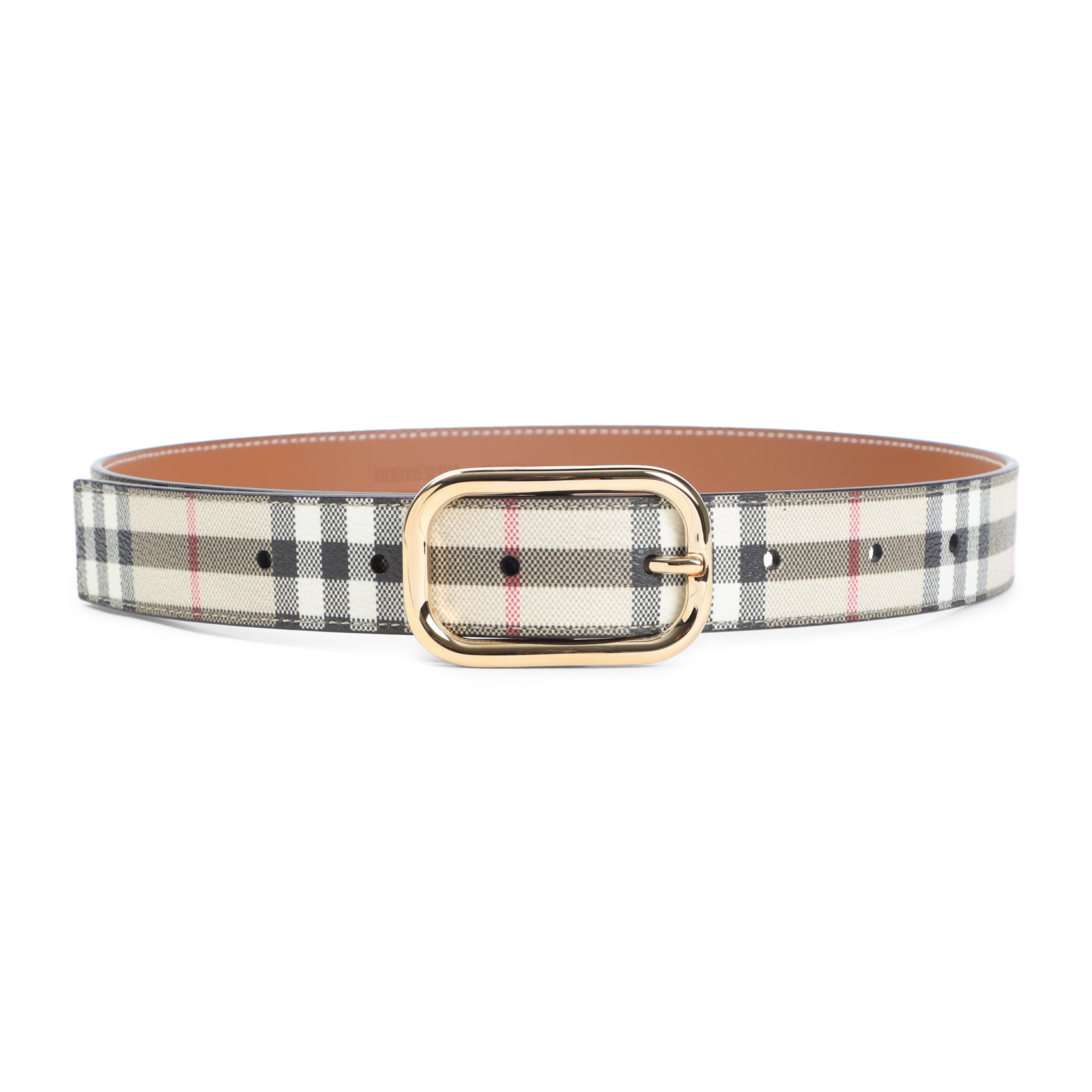 BURBERRY Check Print Belt - 3cm Width