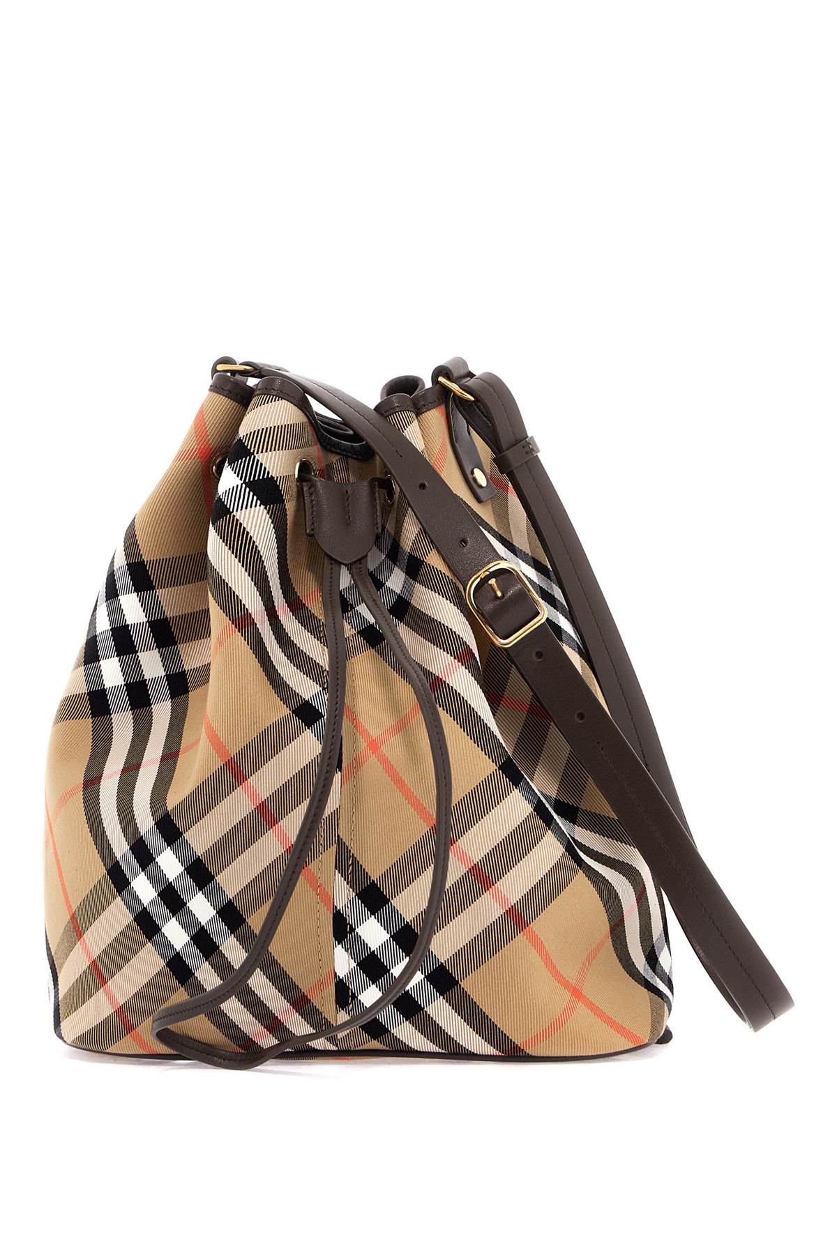 BURBERRY Vintage Check Bucket Bag with Adjustable Shoulder Strap