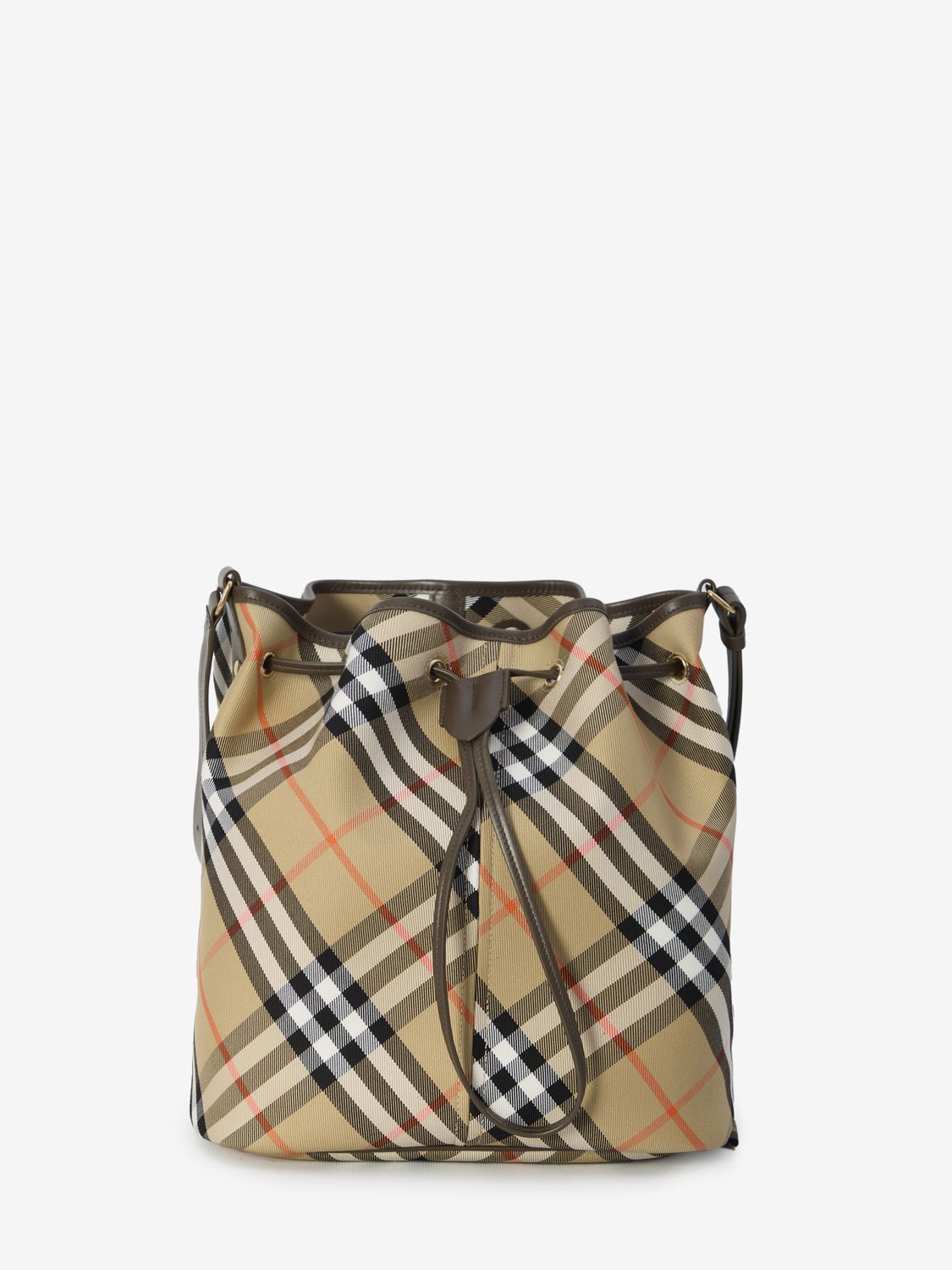 BURBERRY Check Pattern Bucket Handbag