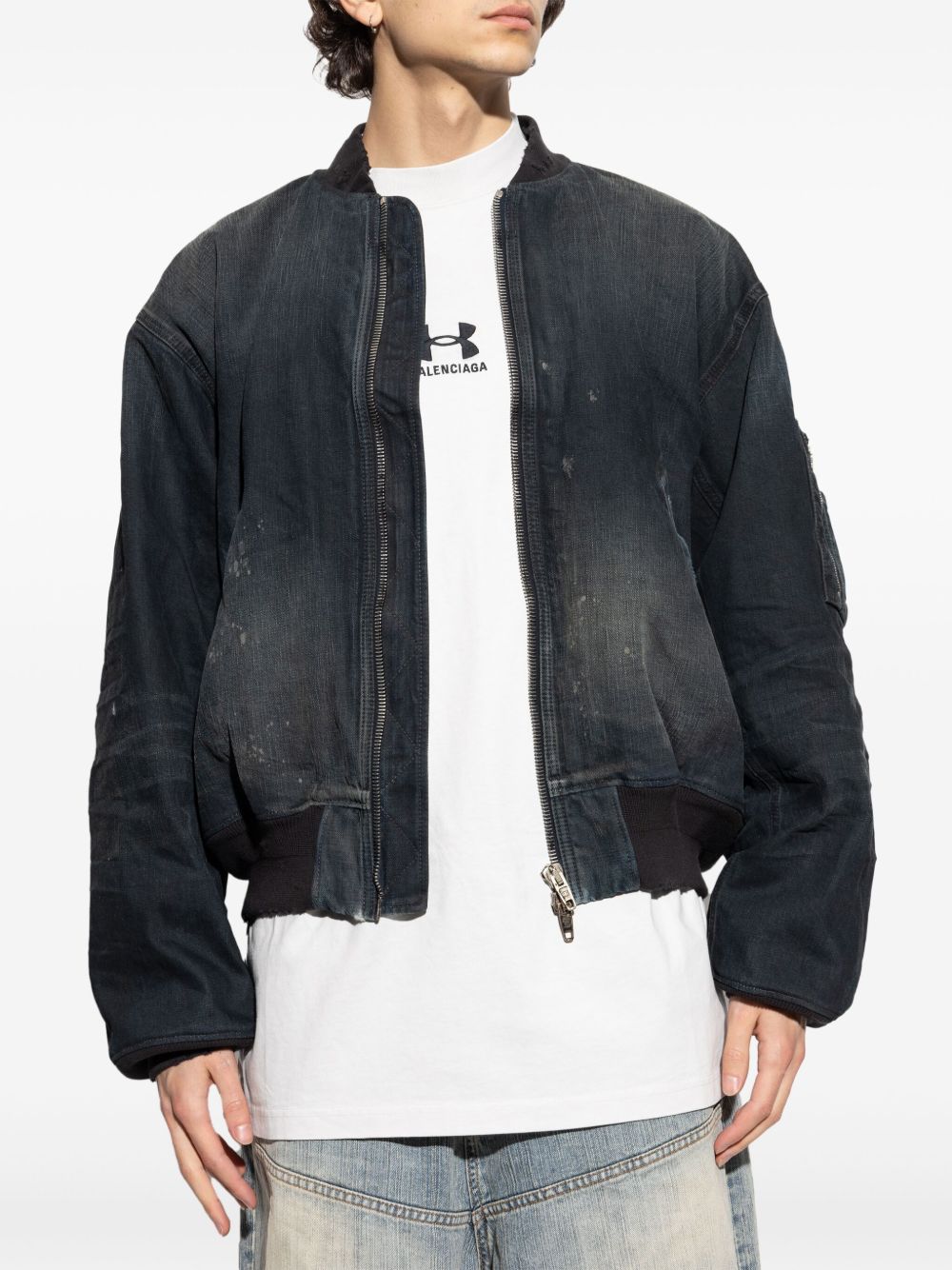 BALENCIAGA Denim Cotton Bomber Jacket