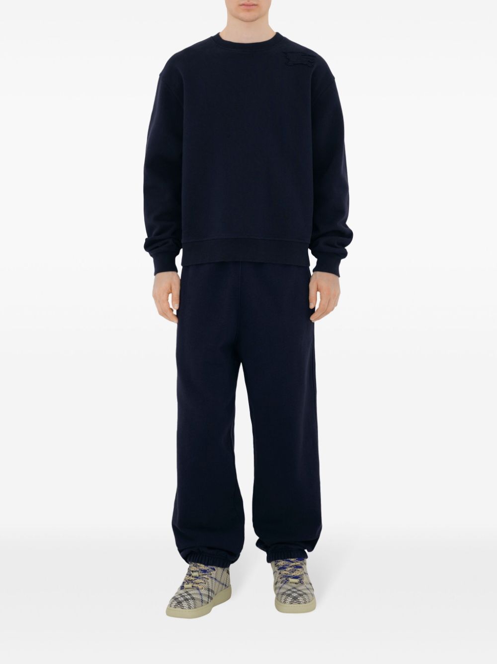 BURBERRY Cotton Crew Neck Sweater for Men - Drop Shoulder, Long Sleeves