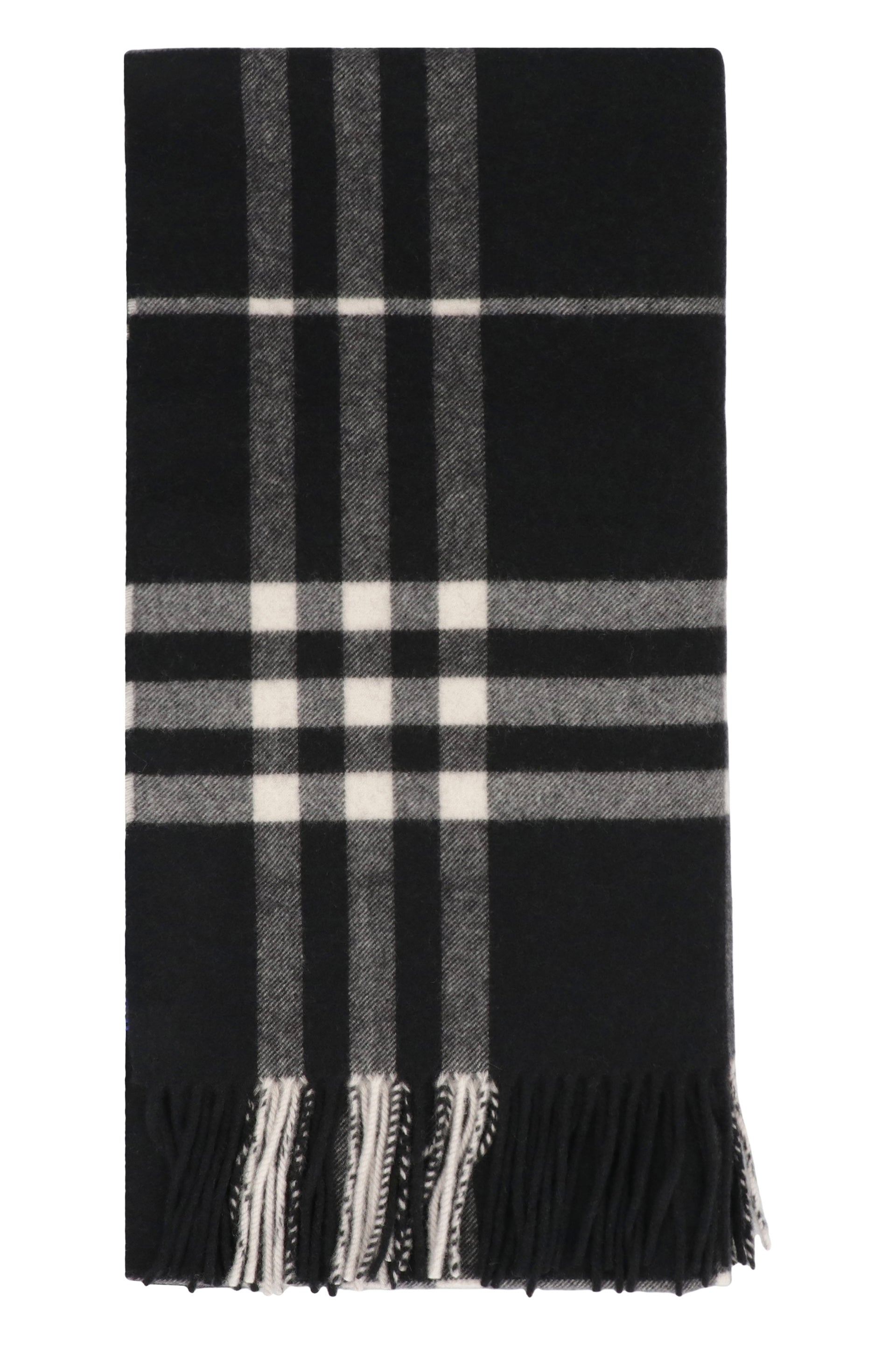 BURBERRY Checkered Cashmere Scarf with Fringed Edges - 200x52 cm