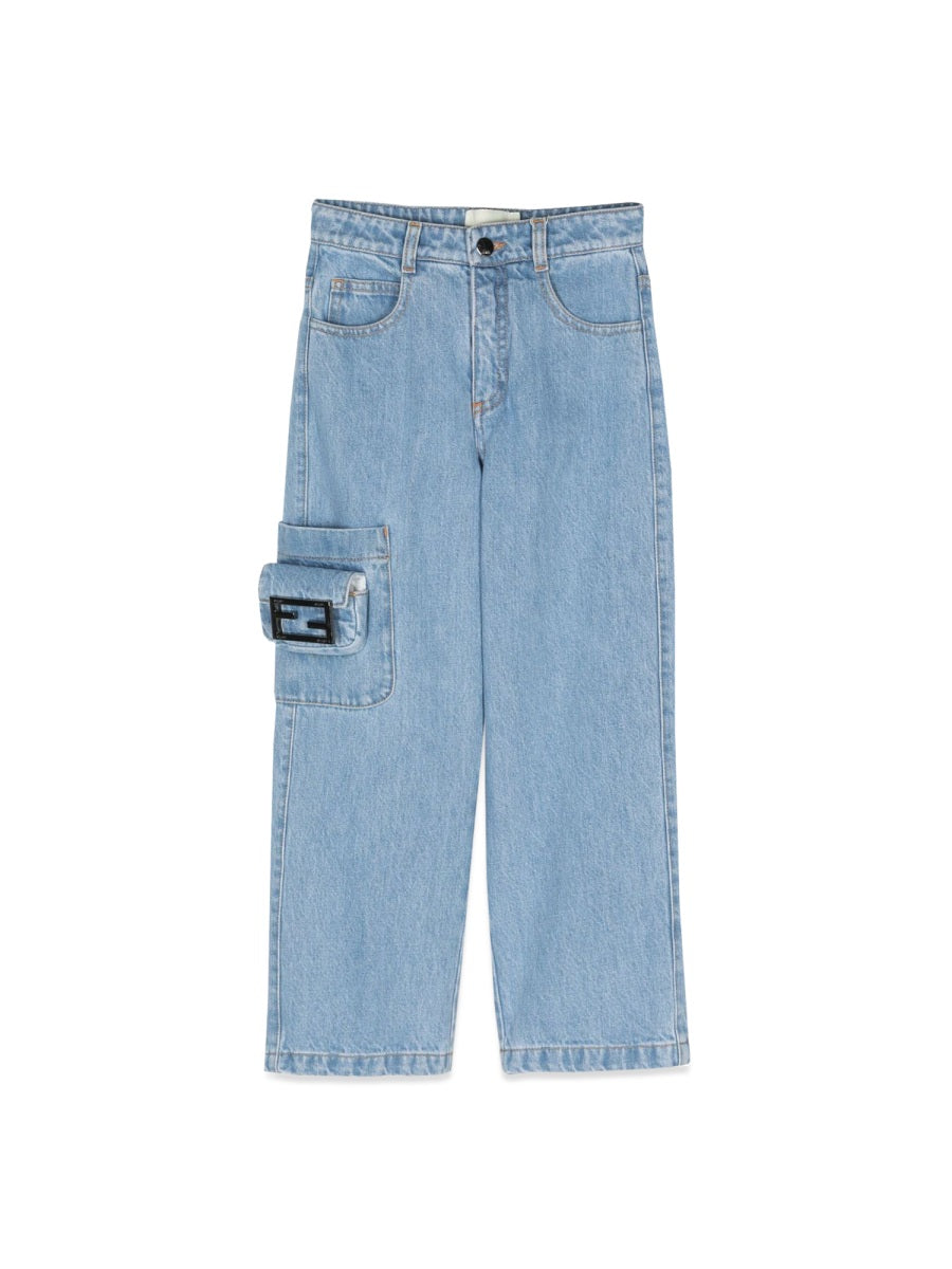 FENDI Girls' Wide Denim Pants