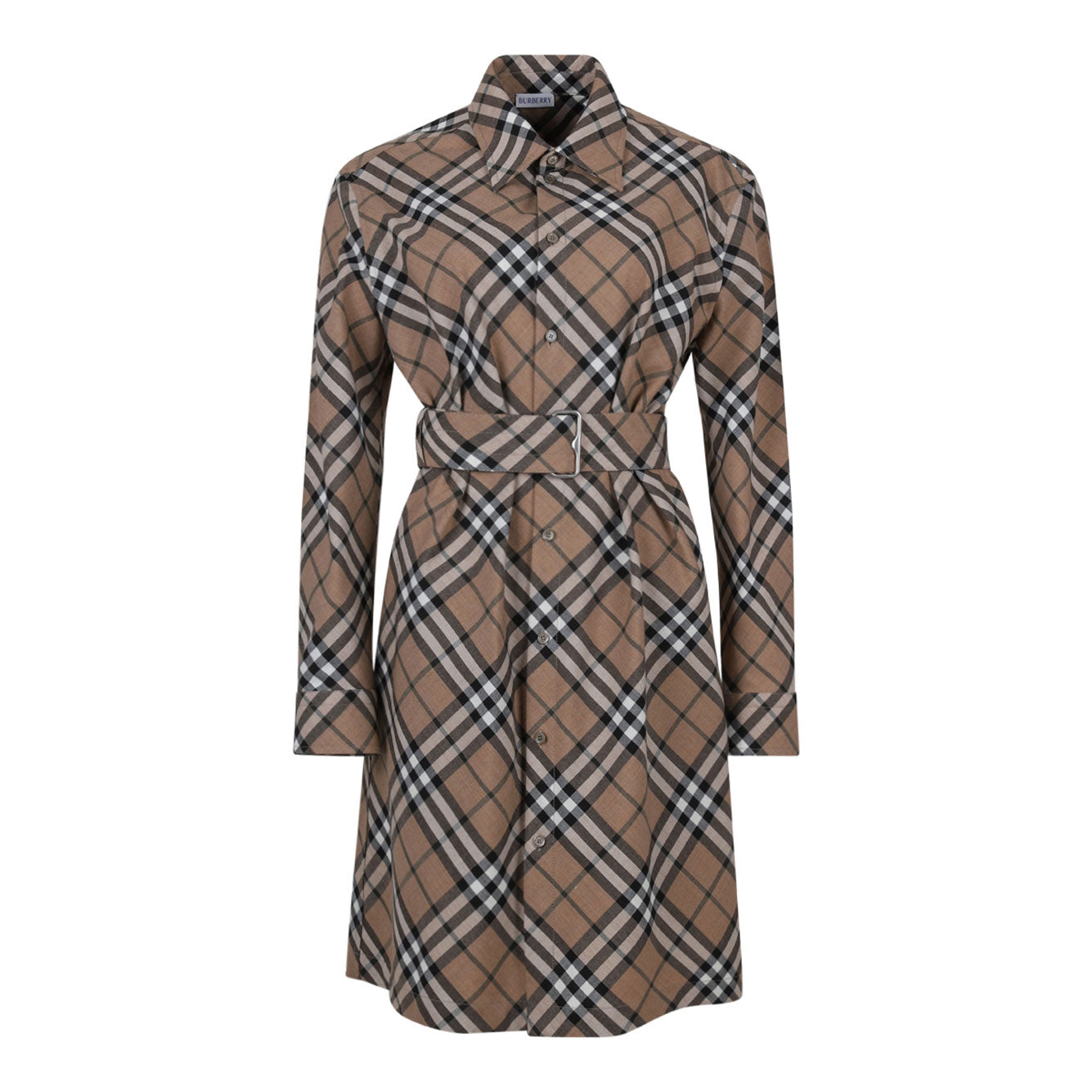 BURBERRY Chic Women's Check Wool Mini Dress